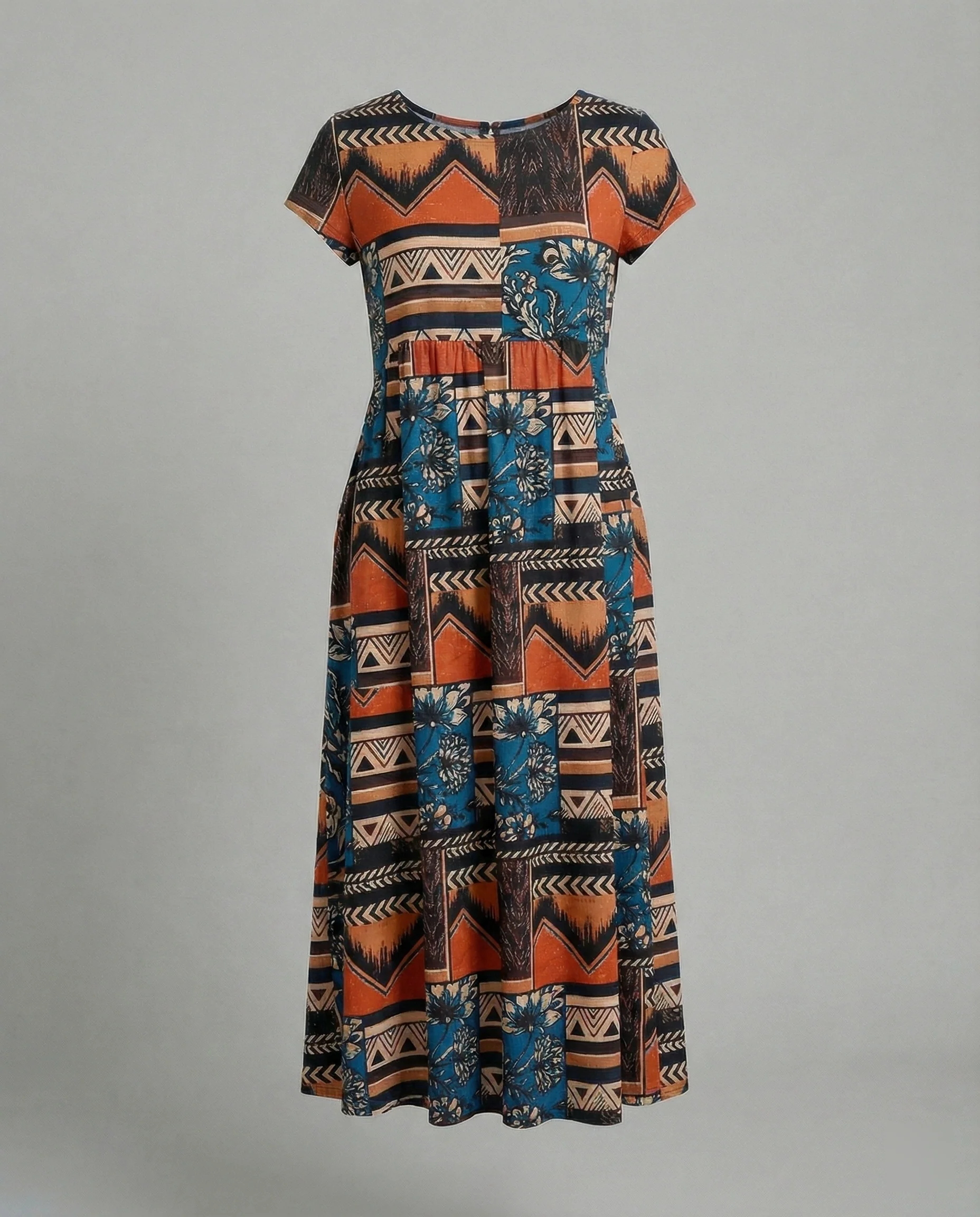 Damen Maxikleid Patchwork A-Linie - Image 16