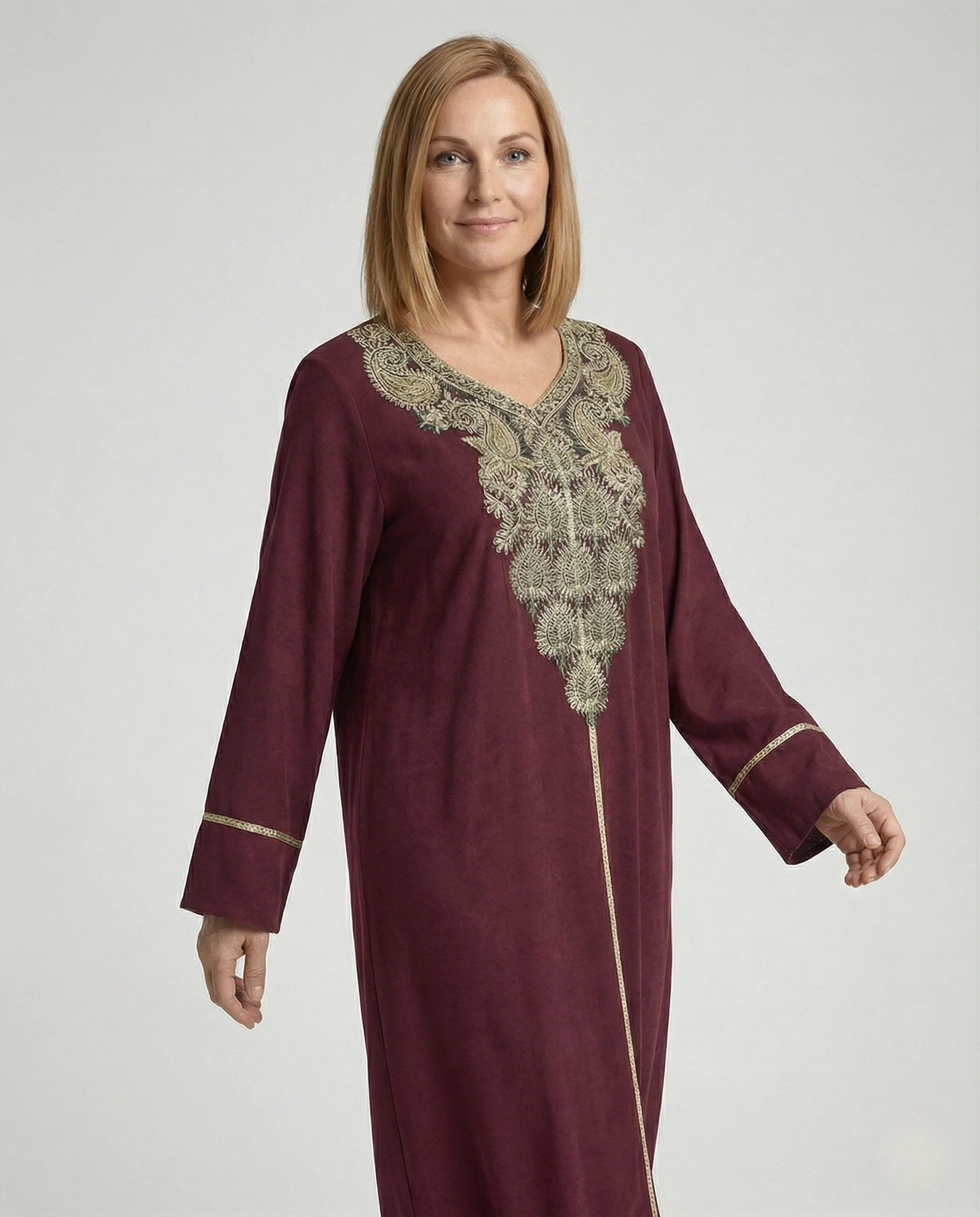 Maxikleid Damen Leo Print V-Ausschnitt - Image 2