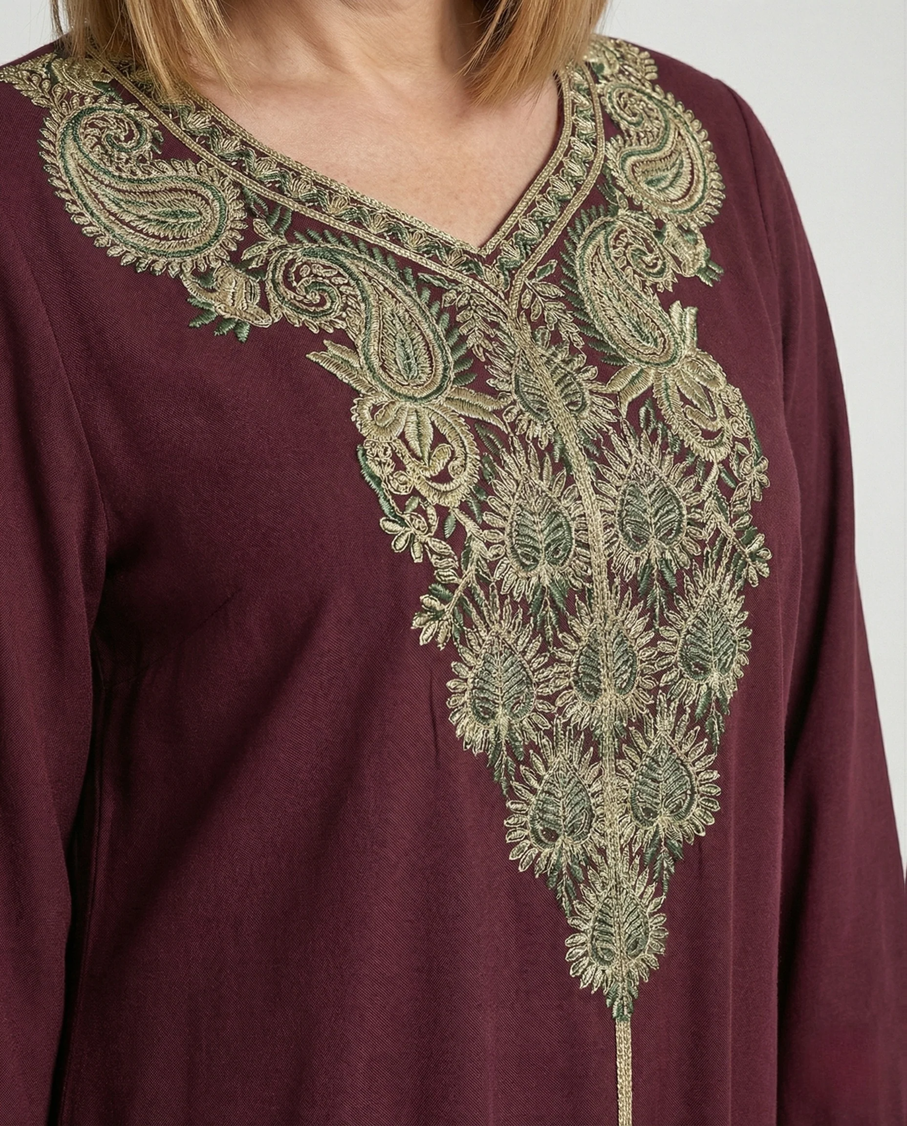 Maxikleid Damen Leo Print V-Ausschnitt - Image 3