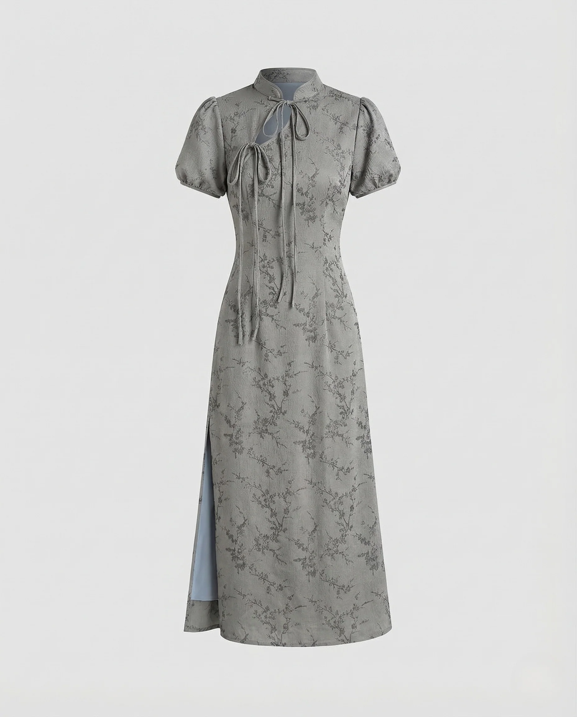 Damen Jacquard Maxikleid mit Stehkragen - Image 5