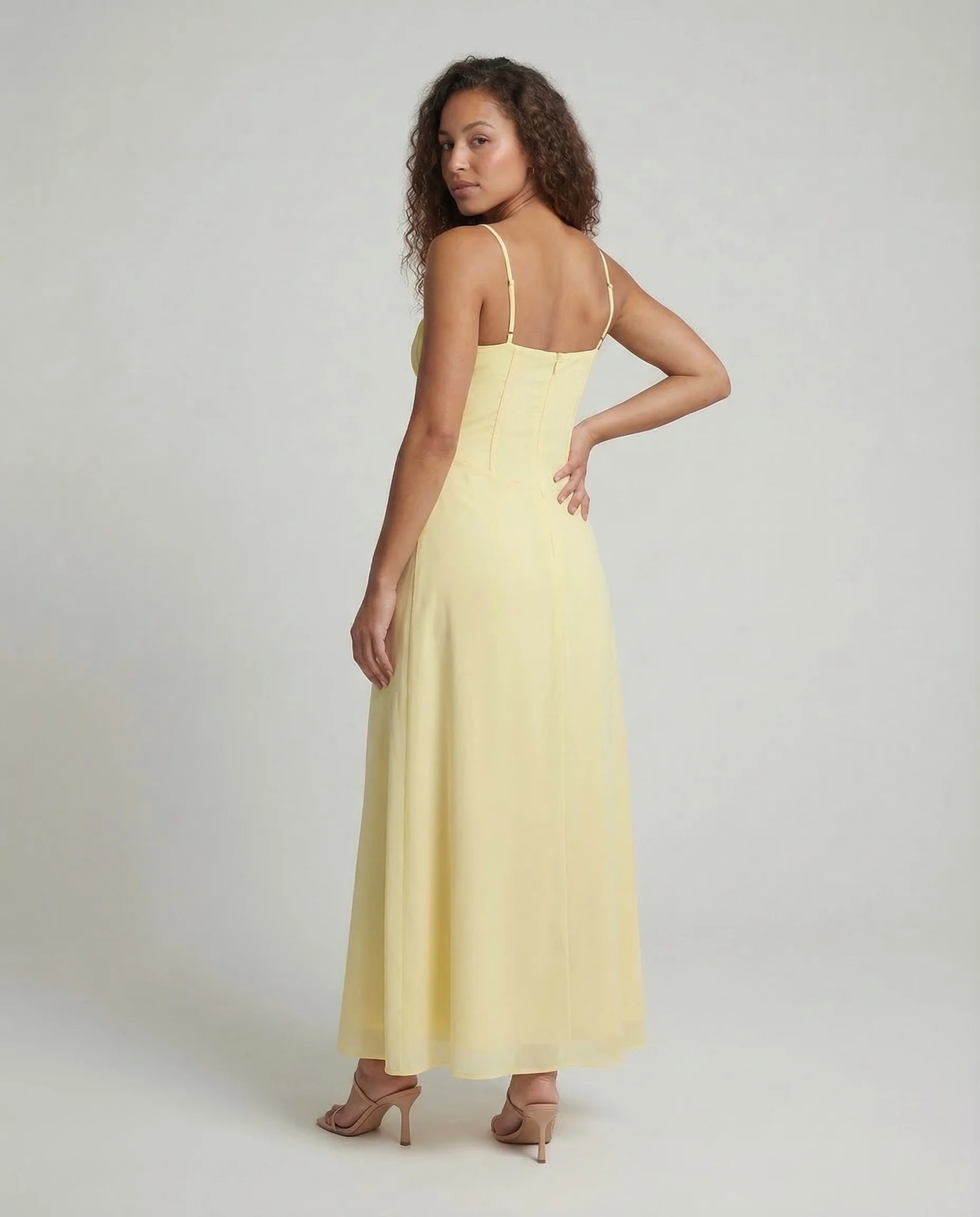 Damen Maxikleid Korsettoptik Spaghettiträger - Image 4
