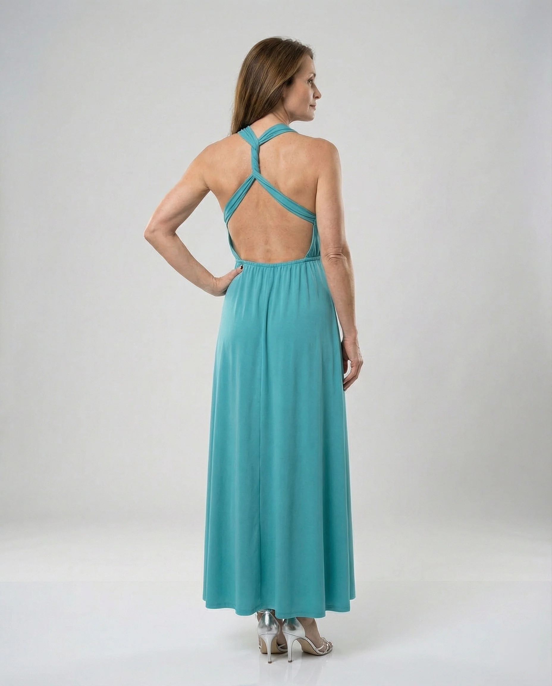 Damen Maxikleid Sommer V-Ausschnitt Empire - Image 43