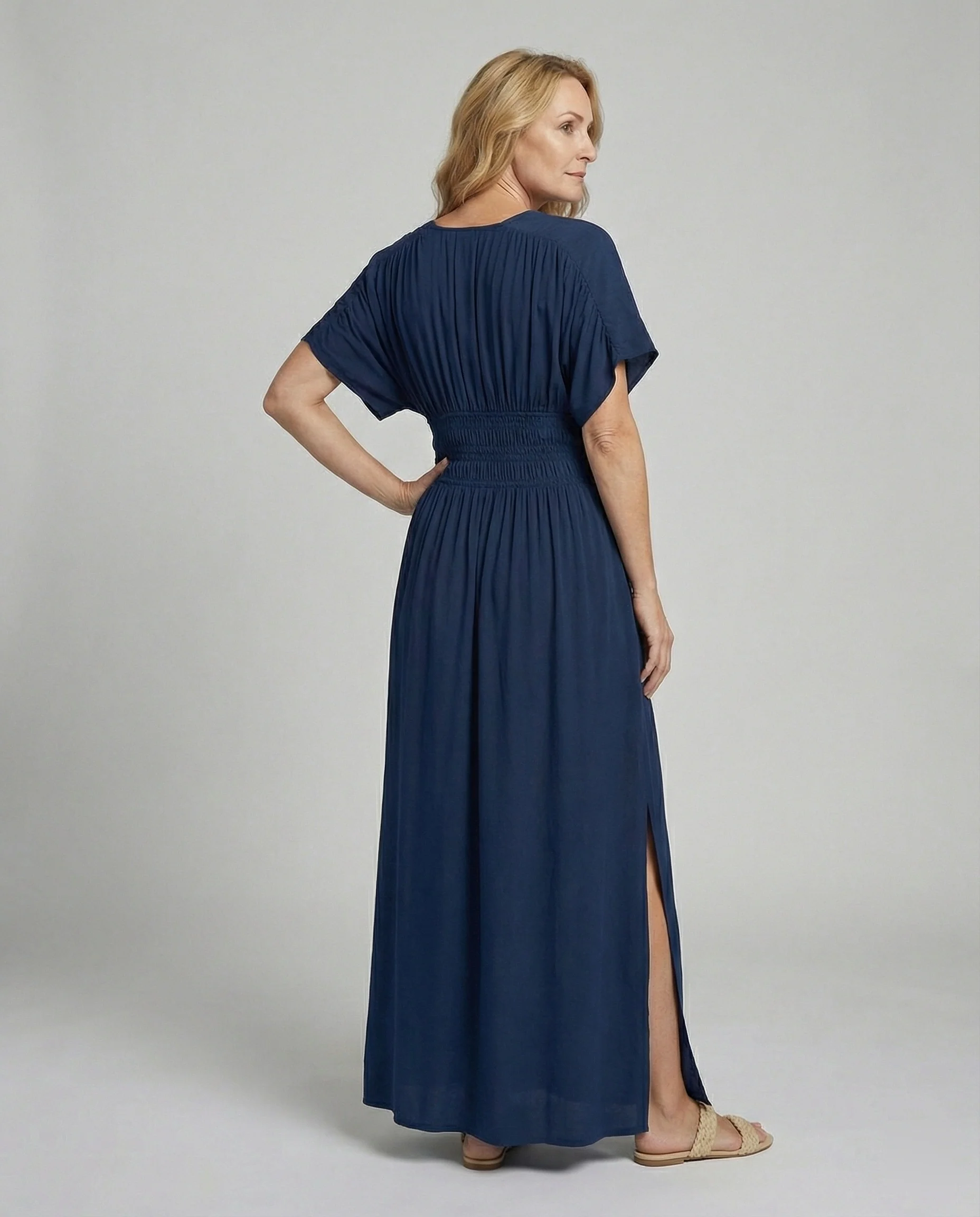 Damen Maxikleid Sommer V-Ausschnitt Schlitz - Image 2