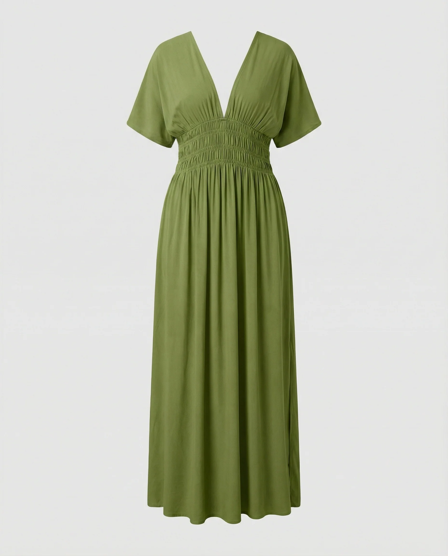 Damen Maxikleid Sommer V-Ausschnitt Schlitz - Image 5