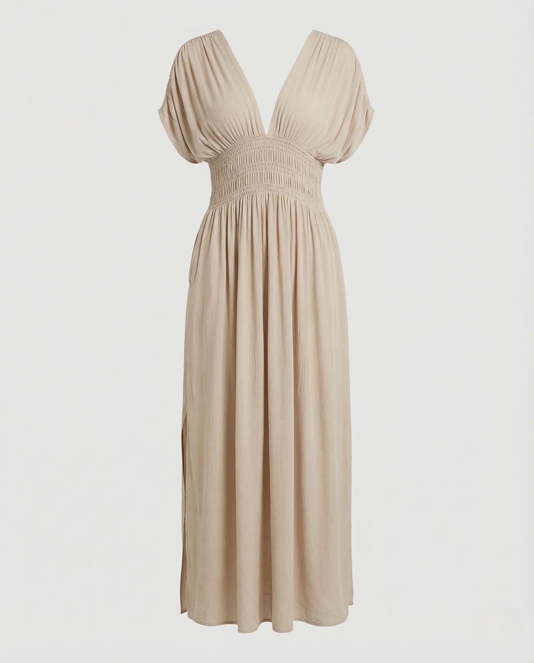 Damen Maxikleid mit tiefem V-Ausschnitt und Schlitz - Image 4