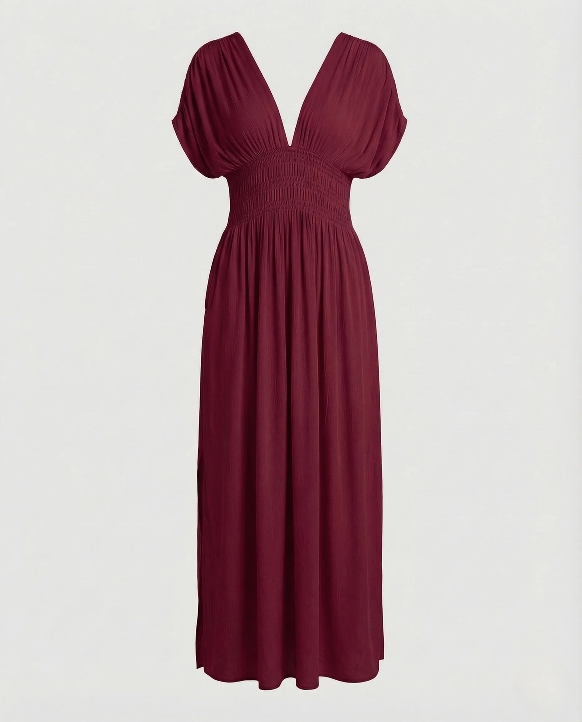 Damen Maxikleid mit tiefem V-Ausschnitt und Schlitz - Image 8