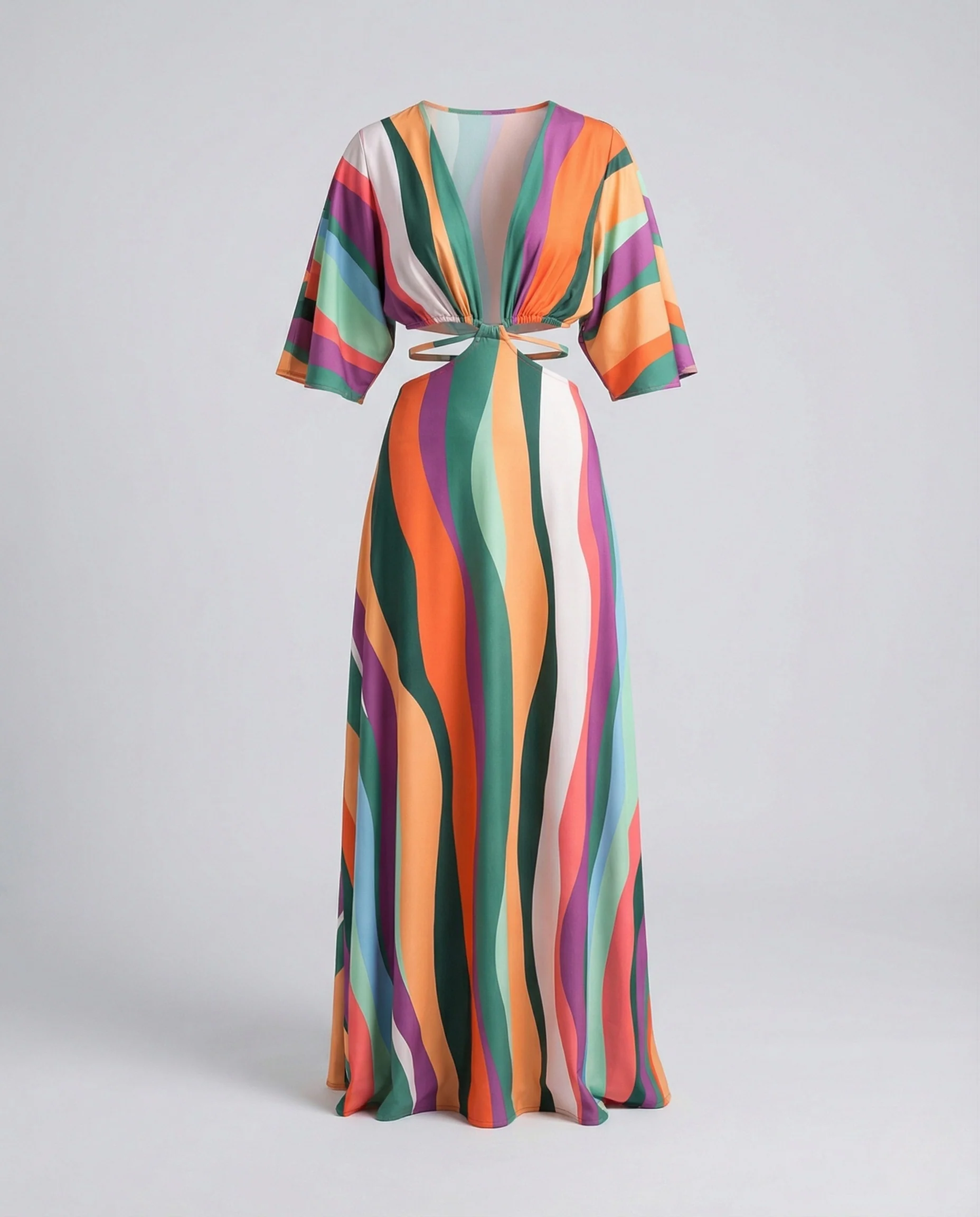 Maxikleid Damen Cut Out V-Ausschnitt - Image 5