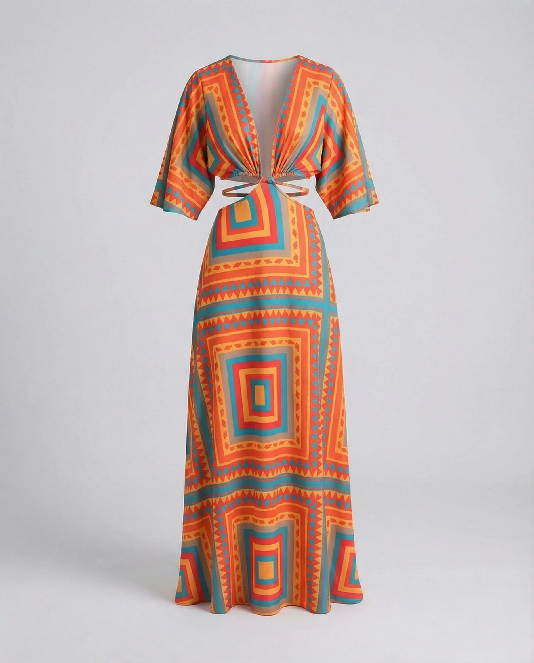 Maxikleid Damen Cut Out V-Ausschnitt - Image 6