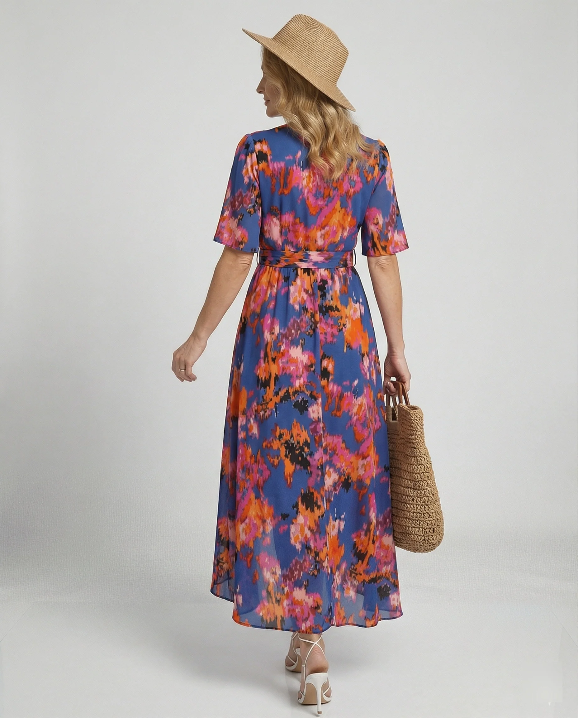 Damen Maxikleid mit Gürtel asymmetrisch - Image 2