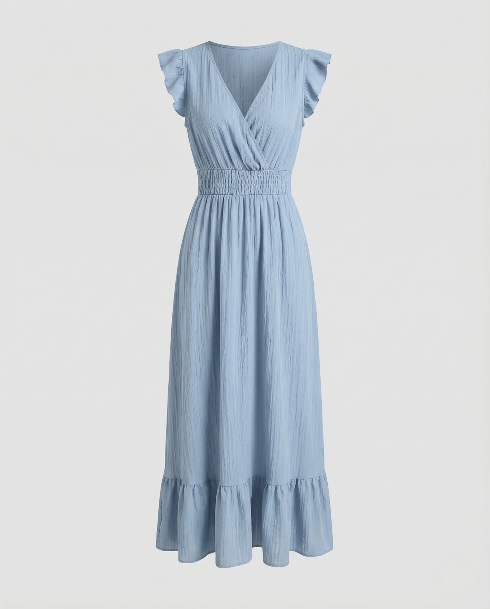 Maxikleid Mit Volant Damen V-Ausschnitt - Image 5