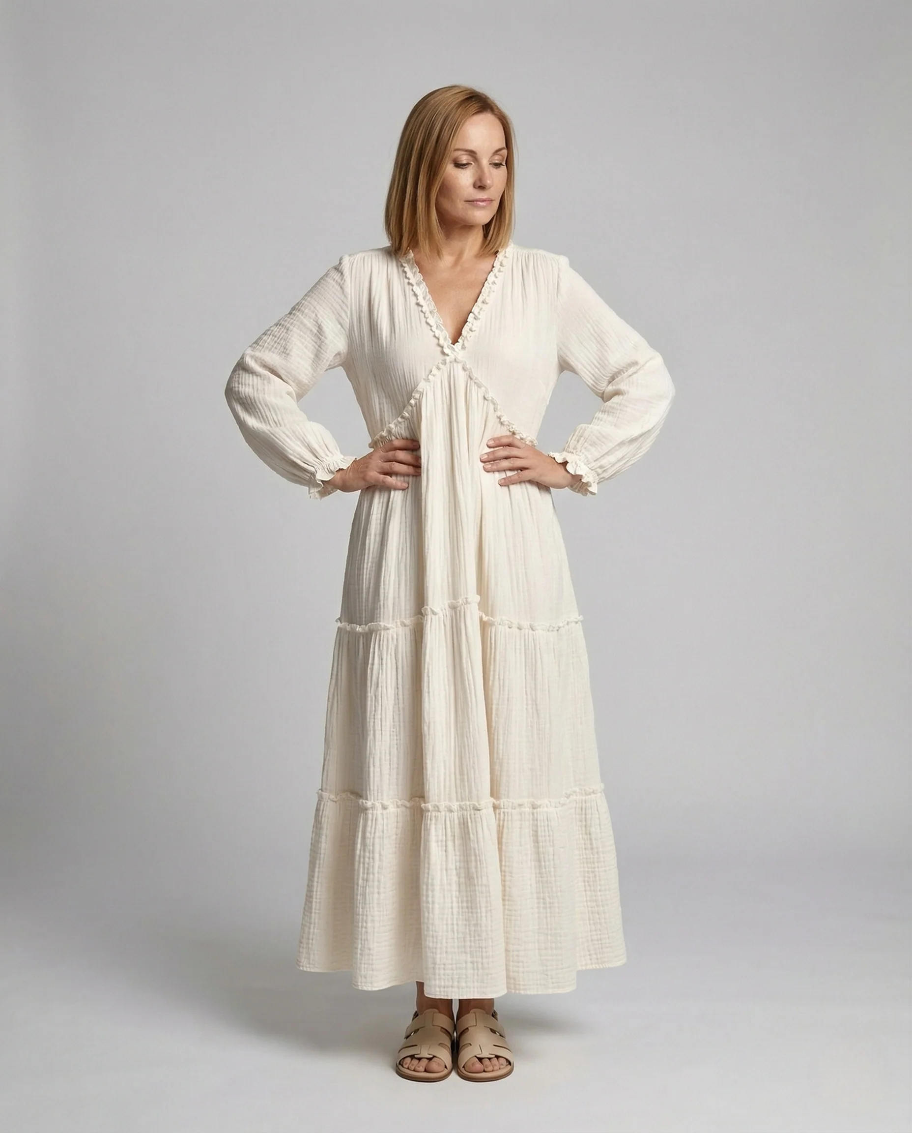 Maxikleid Sommer Damen Musselin