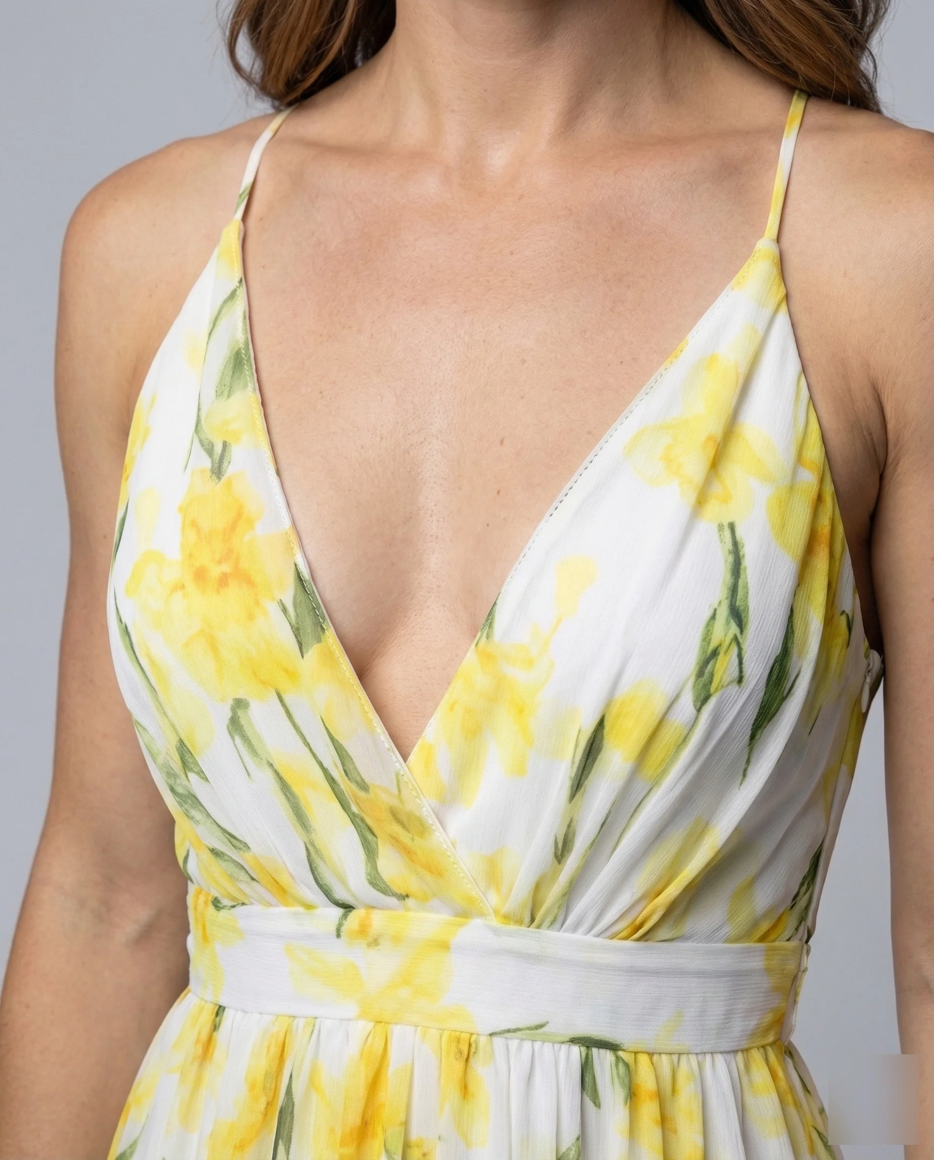 Damen Maxikleid Wickeloberteil Spaghettiträger - Image 3