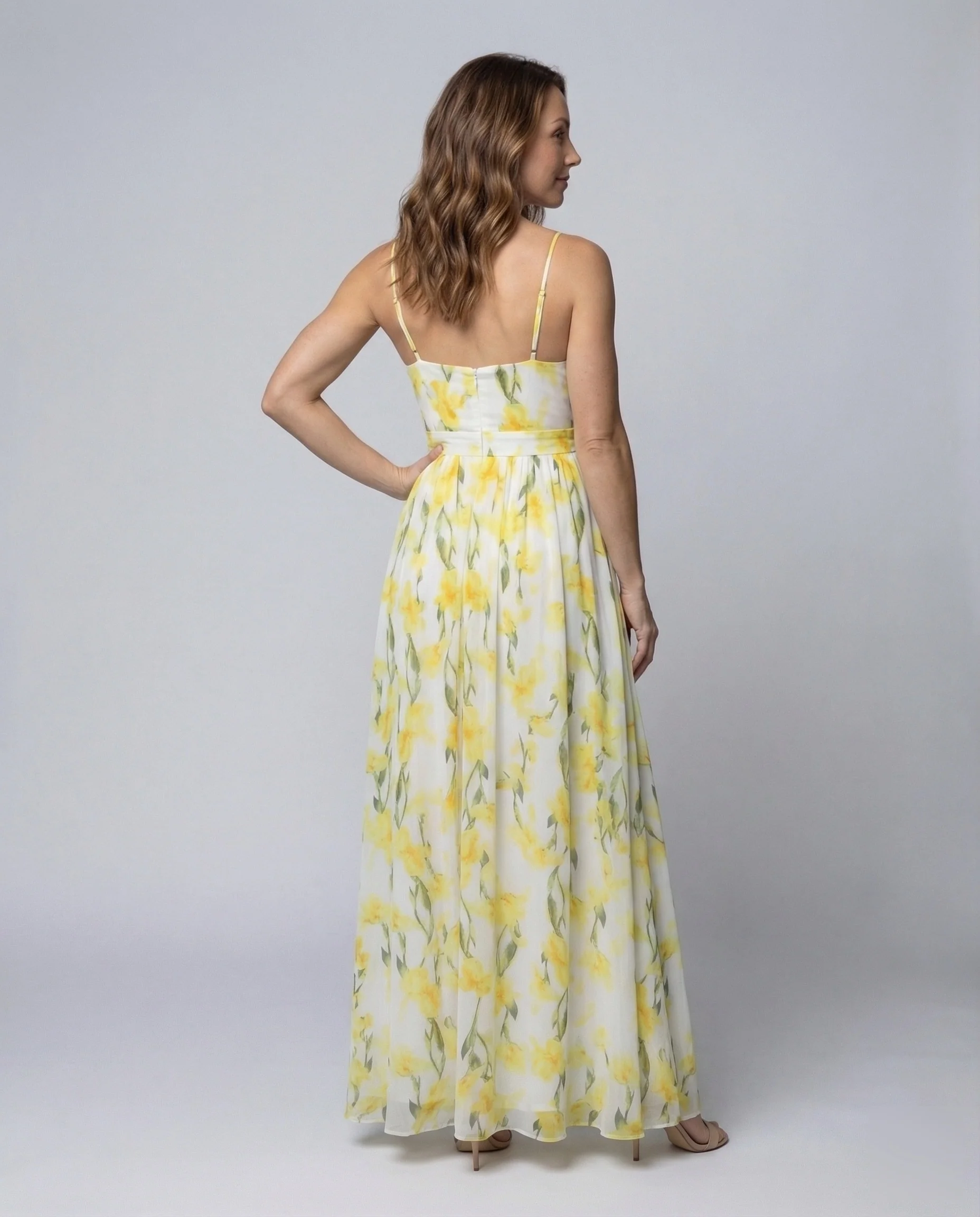 Damen Maxikleid Wickeloberteil Spaghettiträger - Image 4