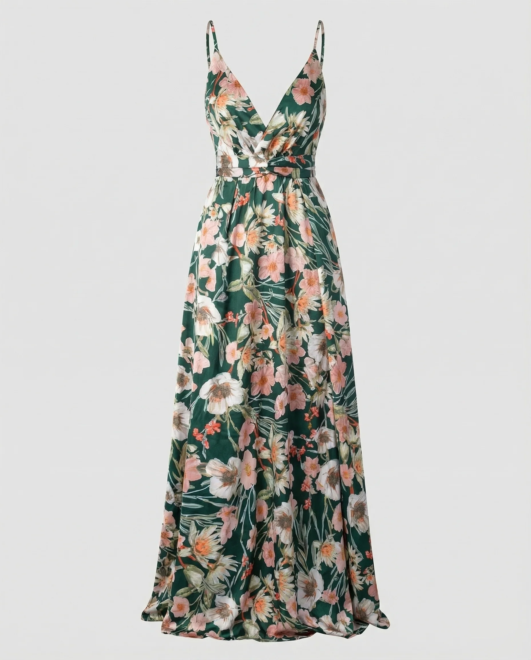 Damen Maxikleid Wickeloberteil Spaghettiträger - Image 5