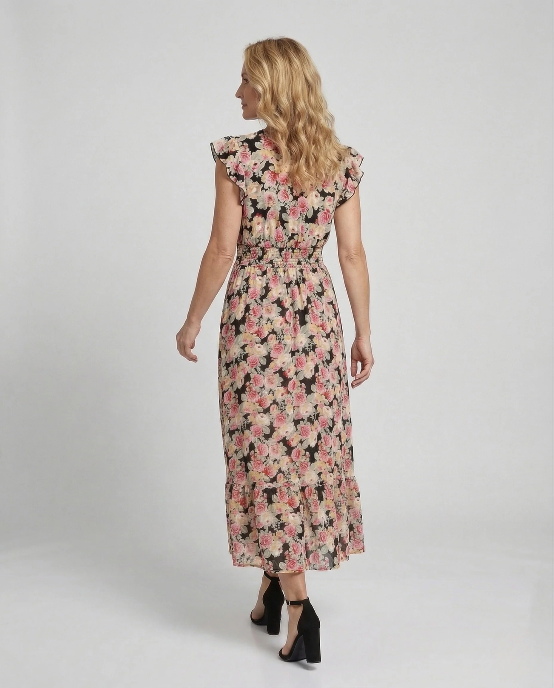 Damen Wickel-Maxikleid mit Volantstufe - Image 3