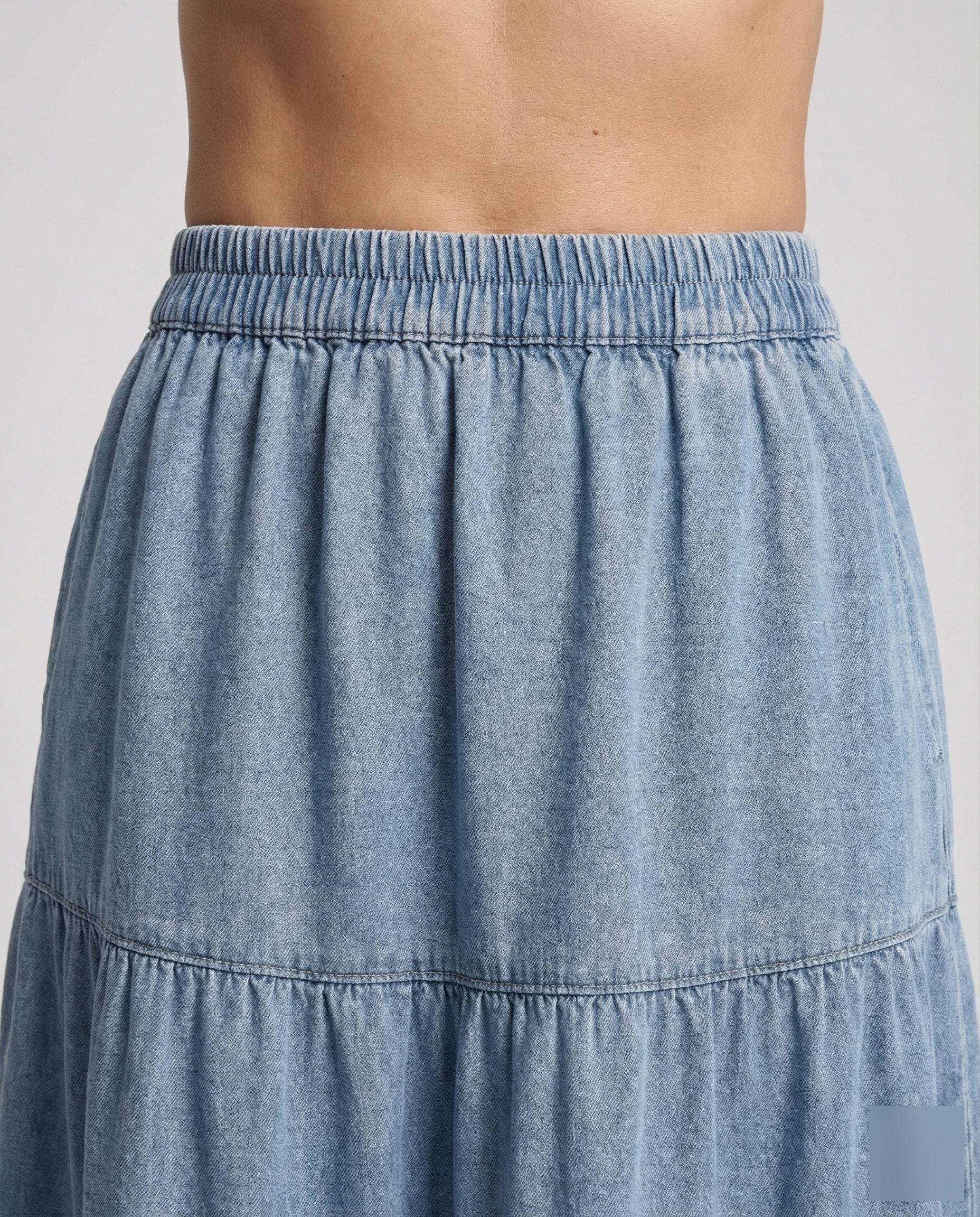 Maxirock Jeansstoff Damen Gestuft - Image 3