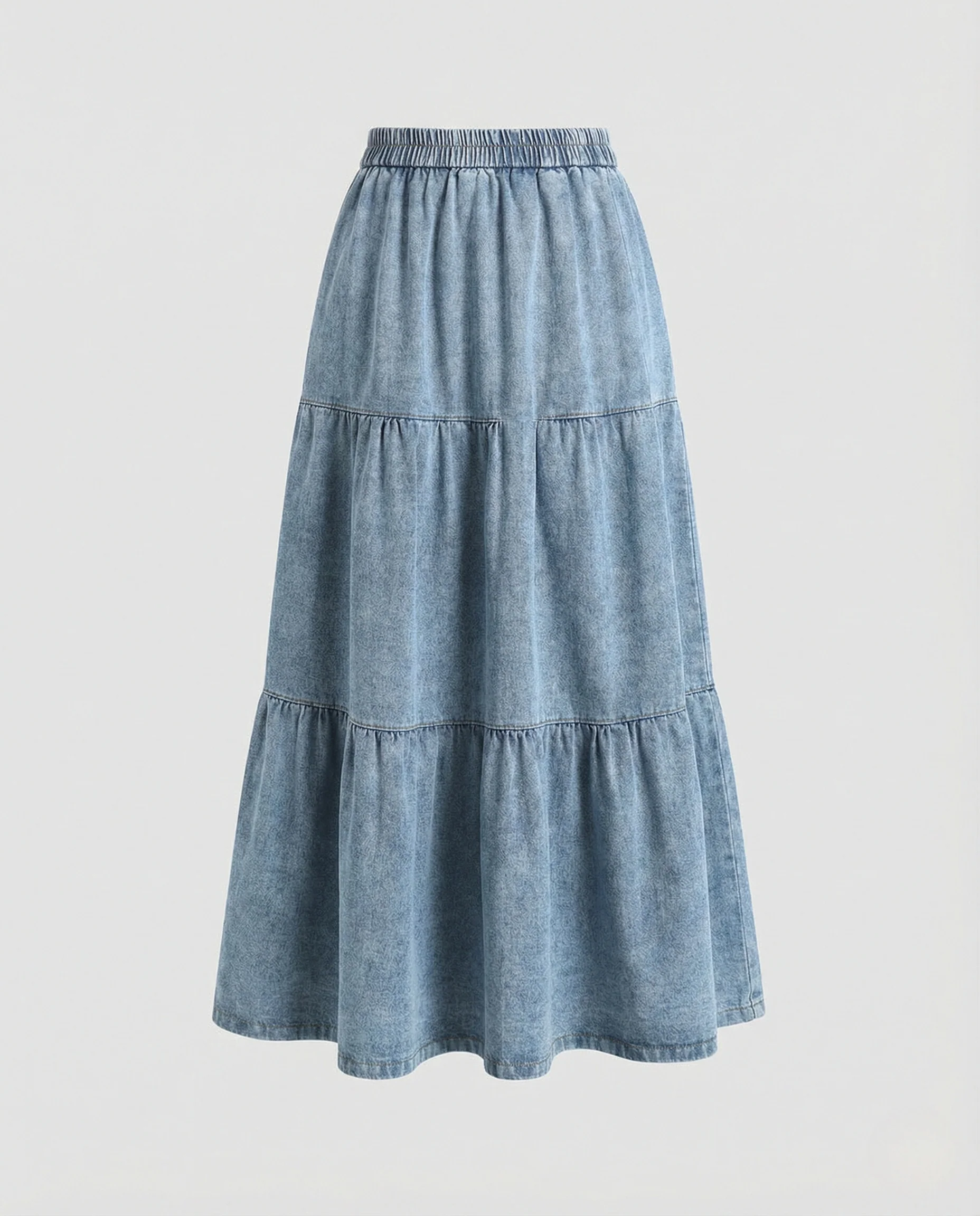 Maxirock Jeansstoff Damen Gestuft - Image 5