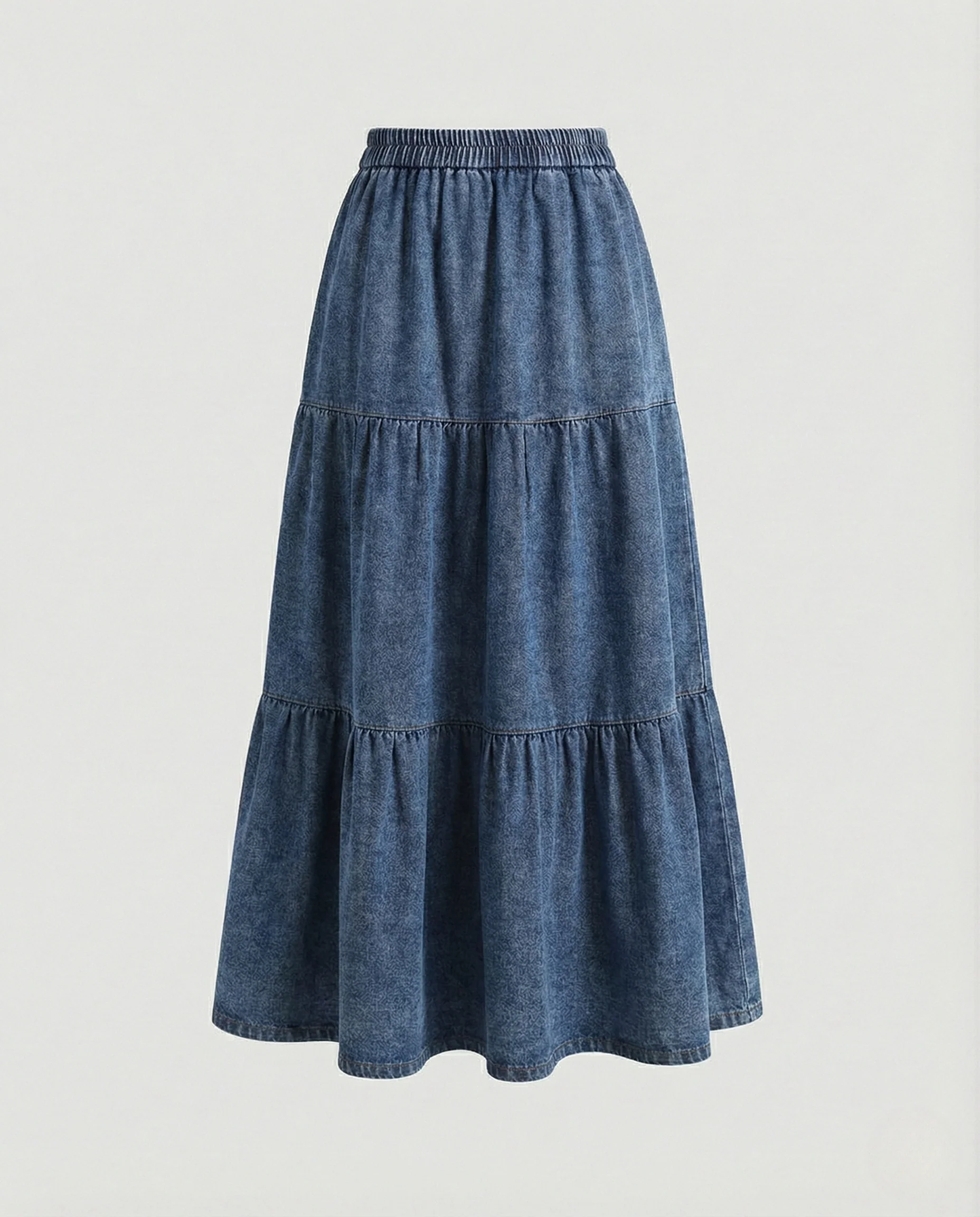 Maxirock Jeansstoff Damen Gestuft - Image 6