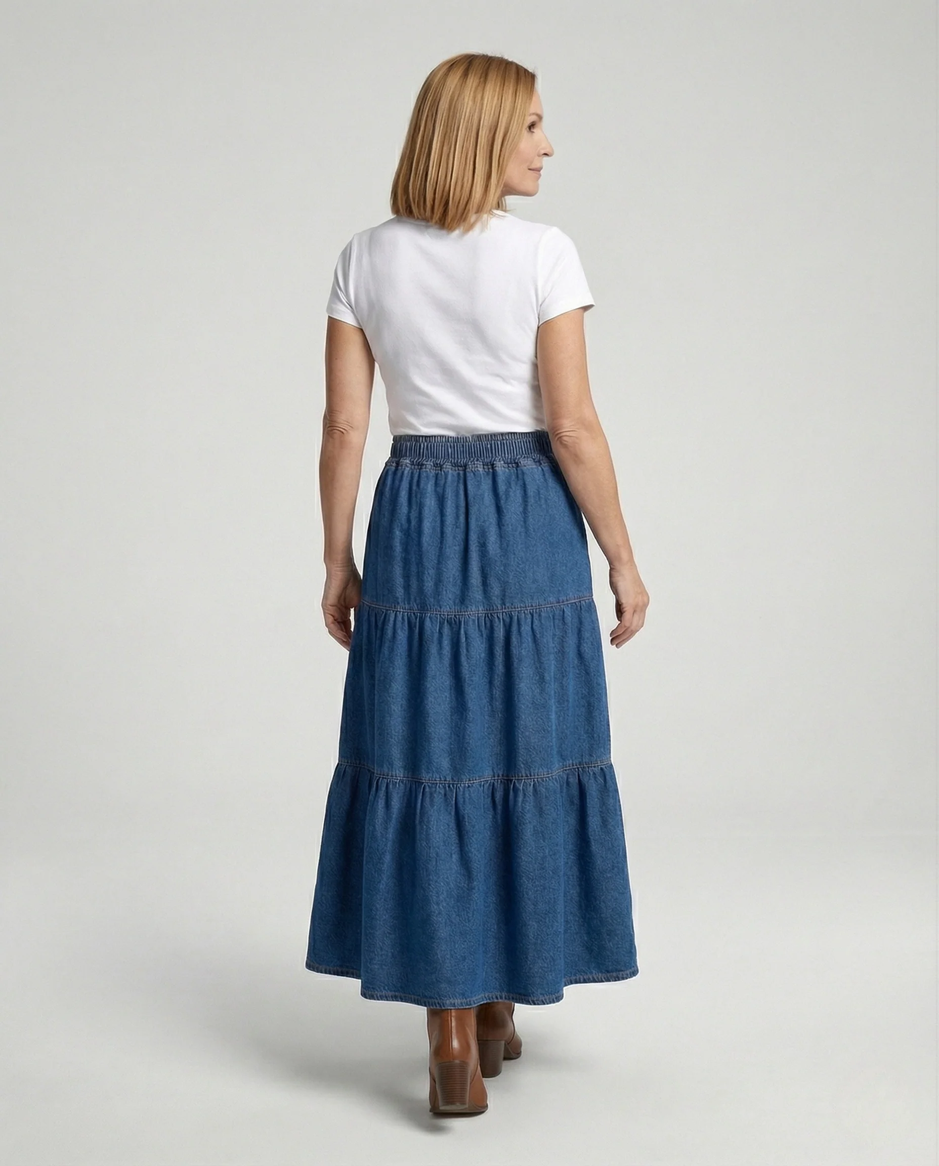 Jeans Maxirock Mit Volants Damen - Image 4