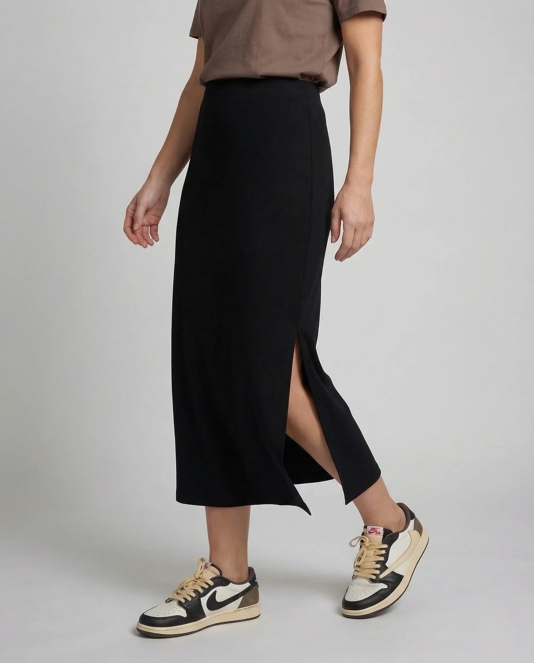 Damen Maxirock Seitenschlitz Asymmetrisch - Image 2