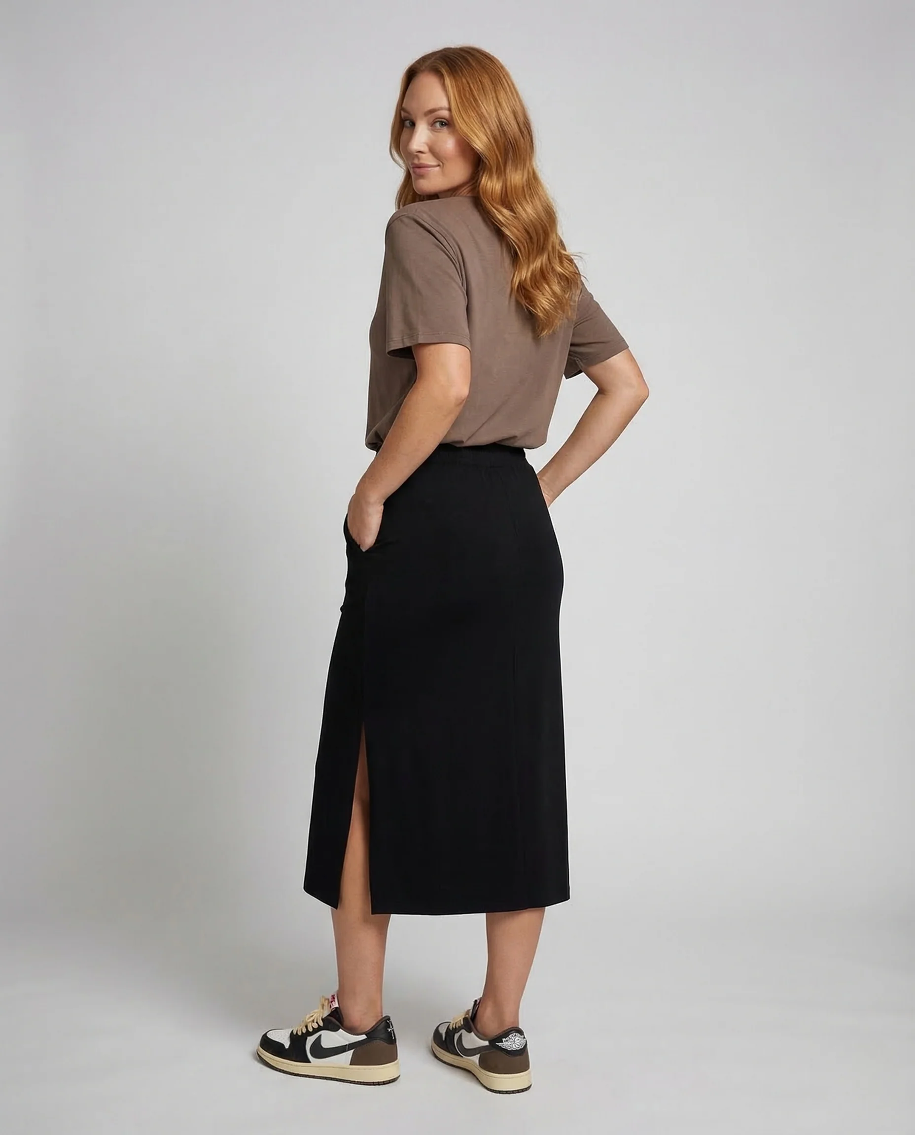 Damen Maxirock Seitenschlitz Asymmetrisch - Image 4