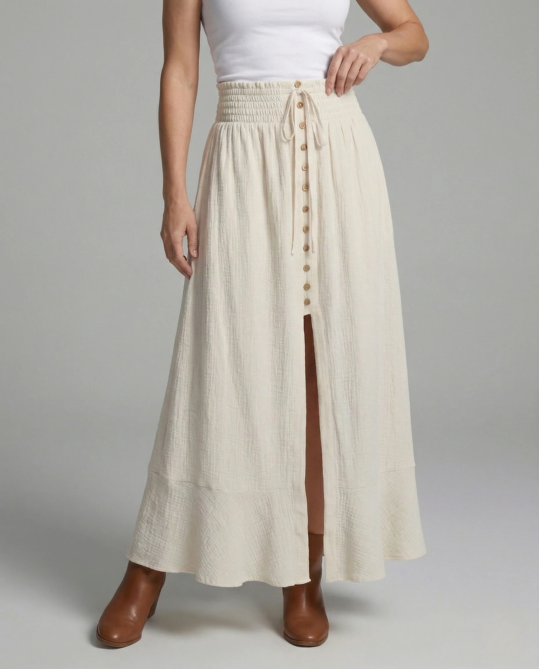 Damen Maxirock mit Knopfleiste und Schlitz - Image 2