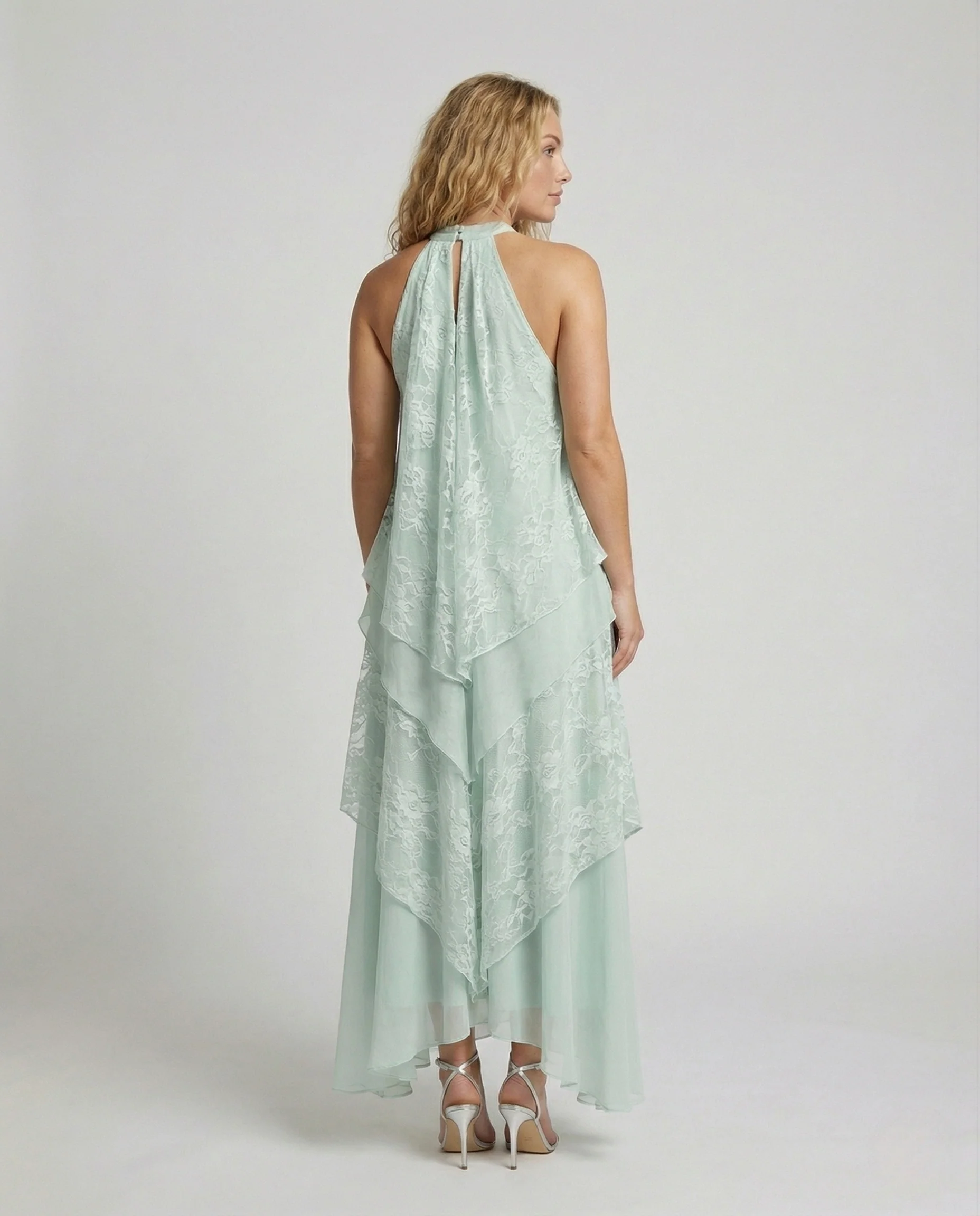 Damen Mehrlagiges Maxikleid mit Spitzen Overlay - Image 4