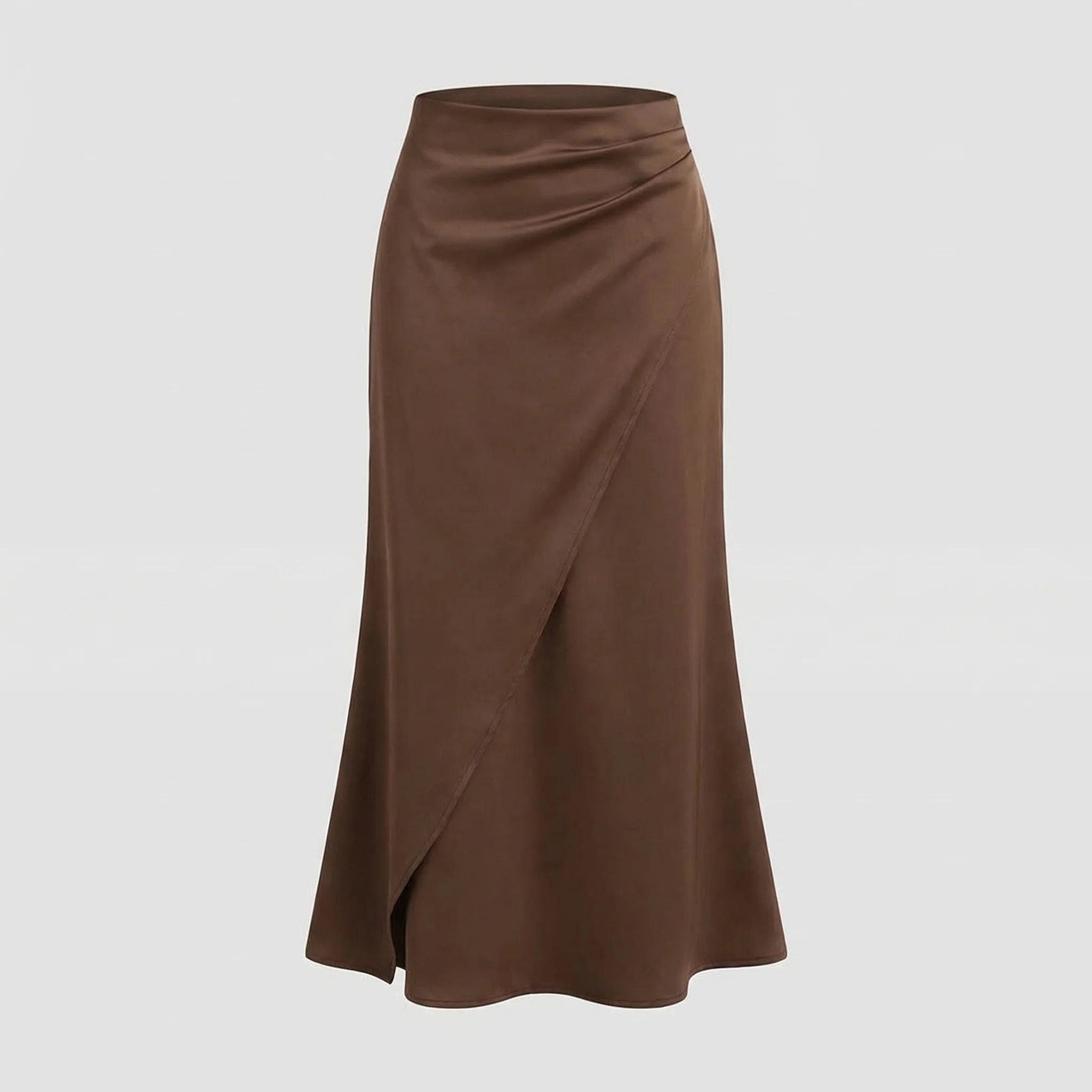 Damen Wickelrock Midi Crepe Asymmetrischer Saum - Image 5