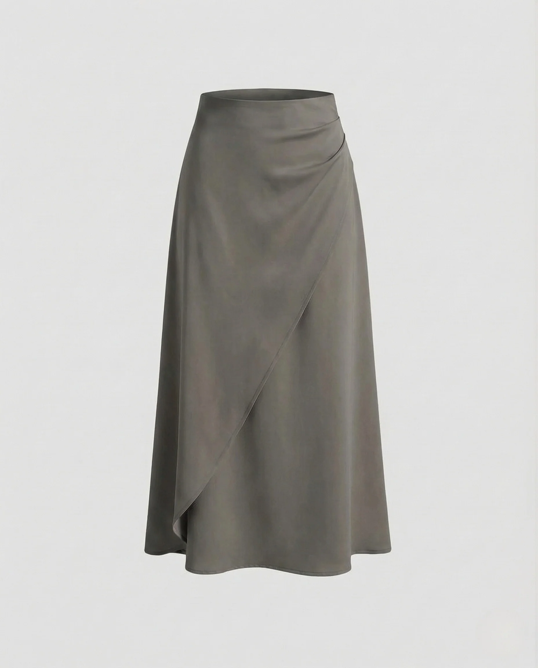 Damen Wickelrock Midi Crepe Asymmetrischer Saum - Image 7