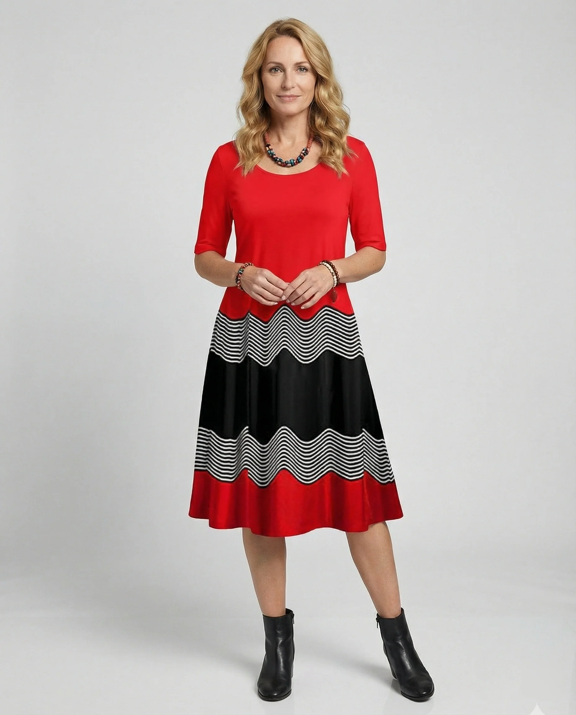 Damen Midikleid A-Linie Freizeitkleid - Image 2