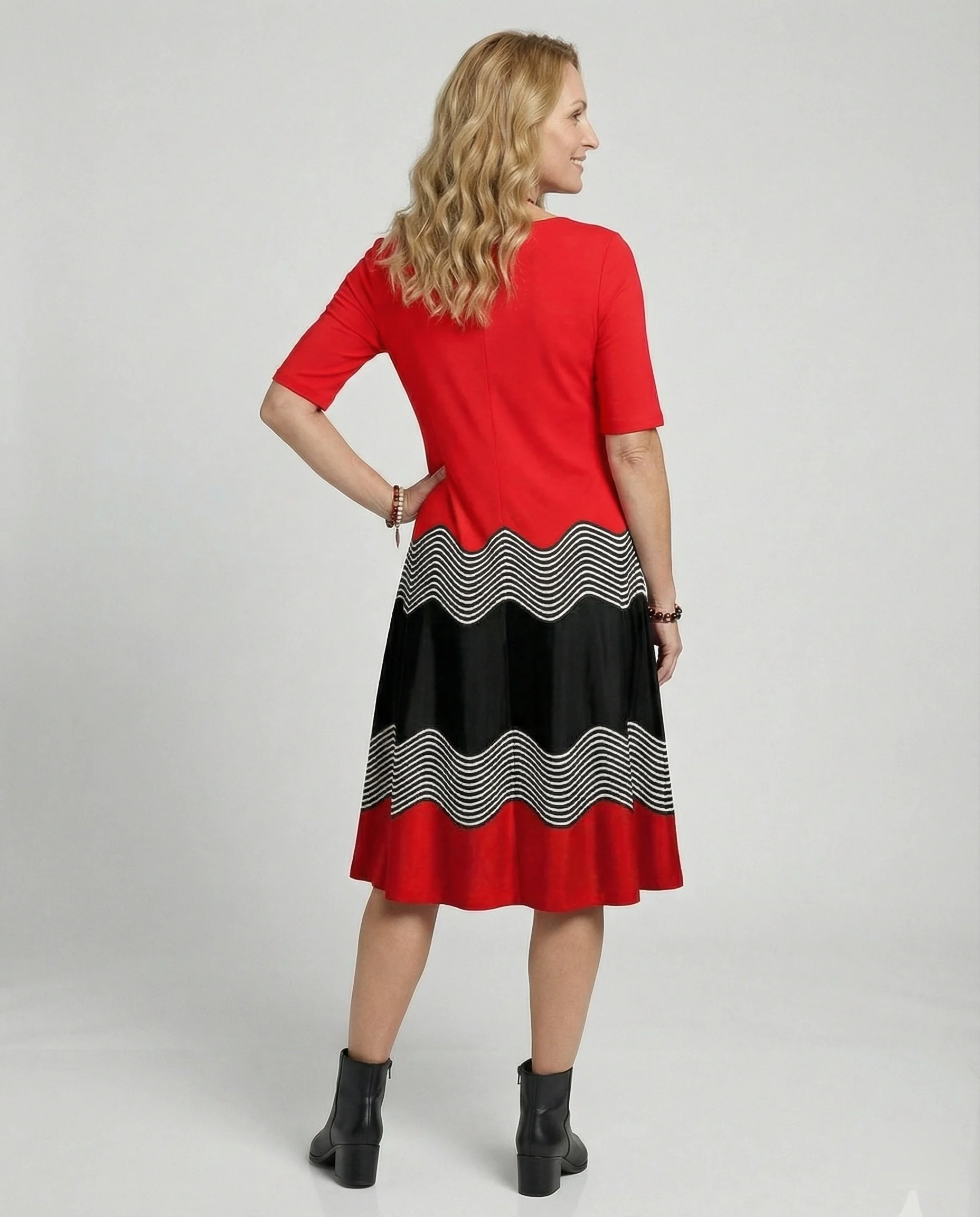Damen Midikleid A-Linie Freizeitkleid - Image 3