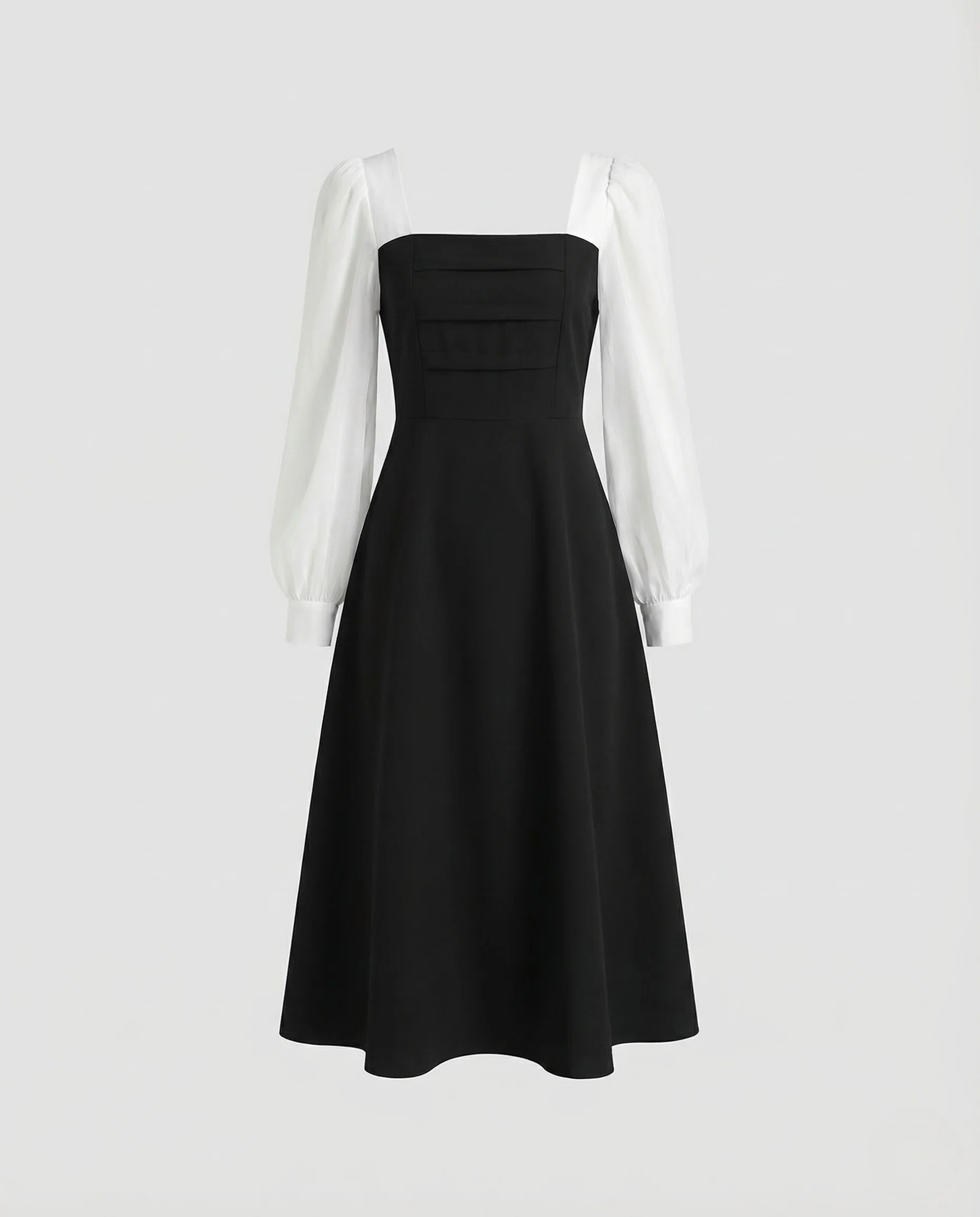 Damen Midikleid Zweiteiler Look Chiffonärmel - Image 5
