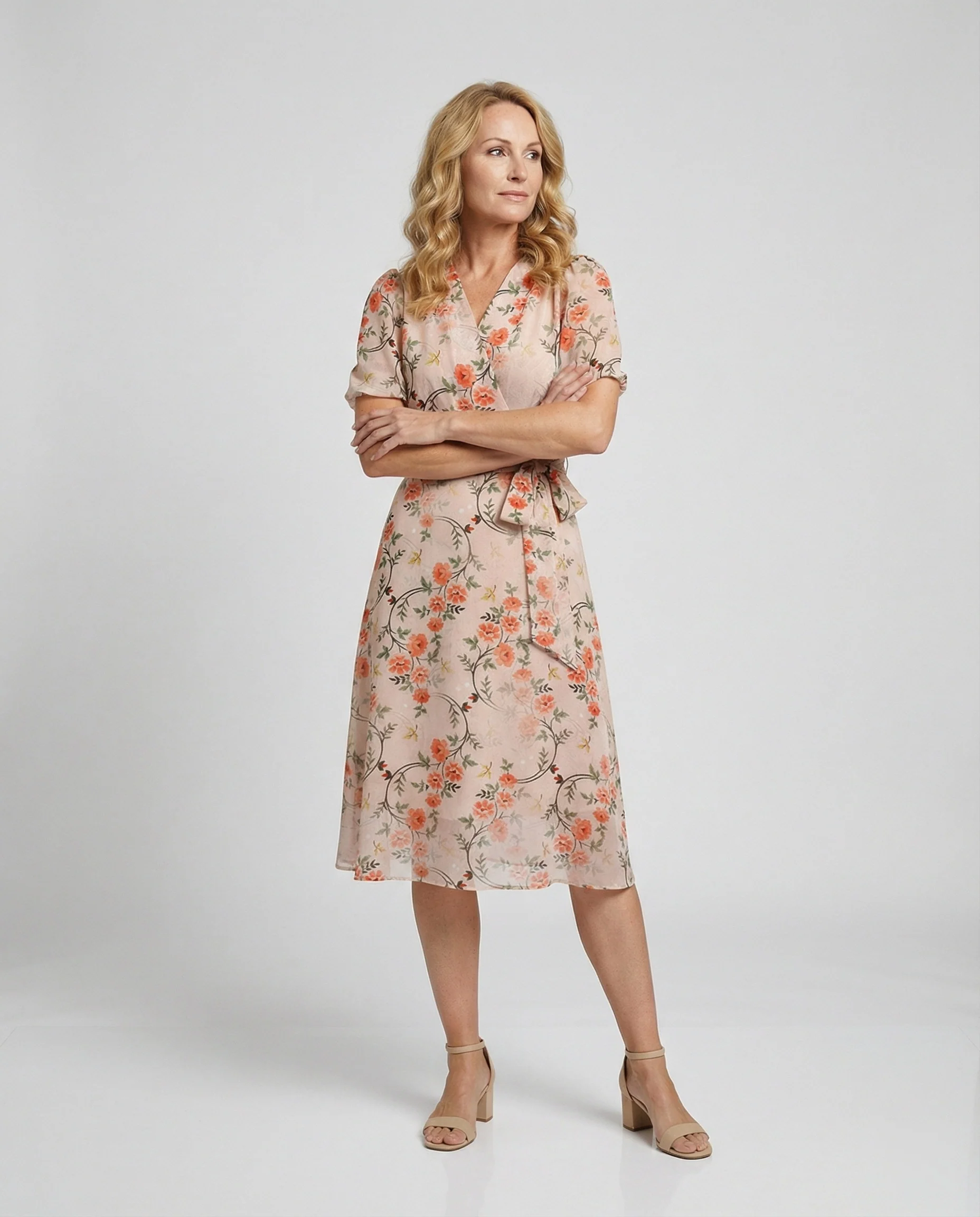 Damen Midikleid Wickeloptik floral - Image 2