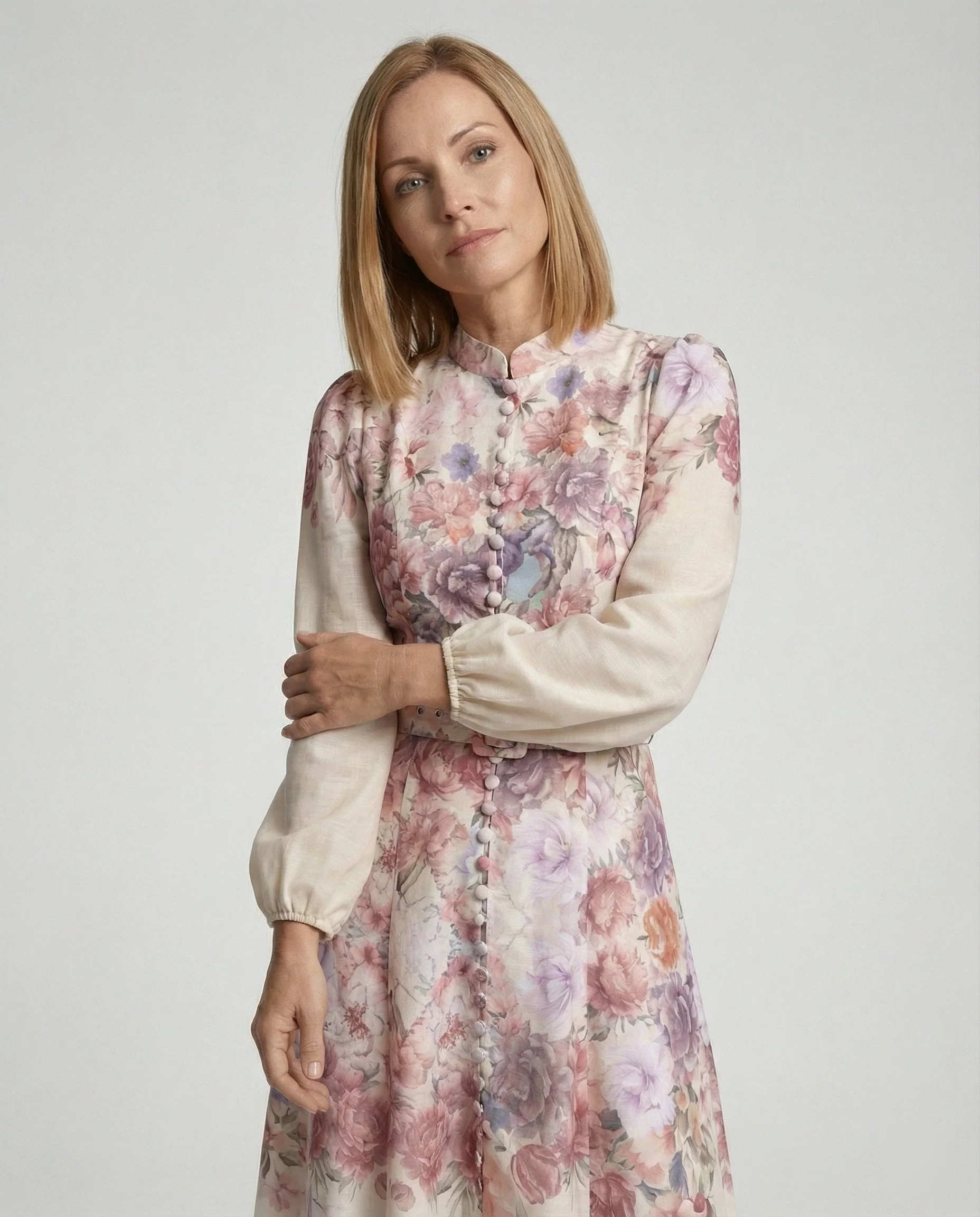 Midikleid Floral Mit Gürtel Damen - Image 5