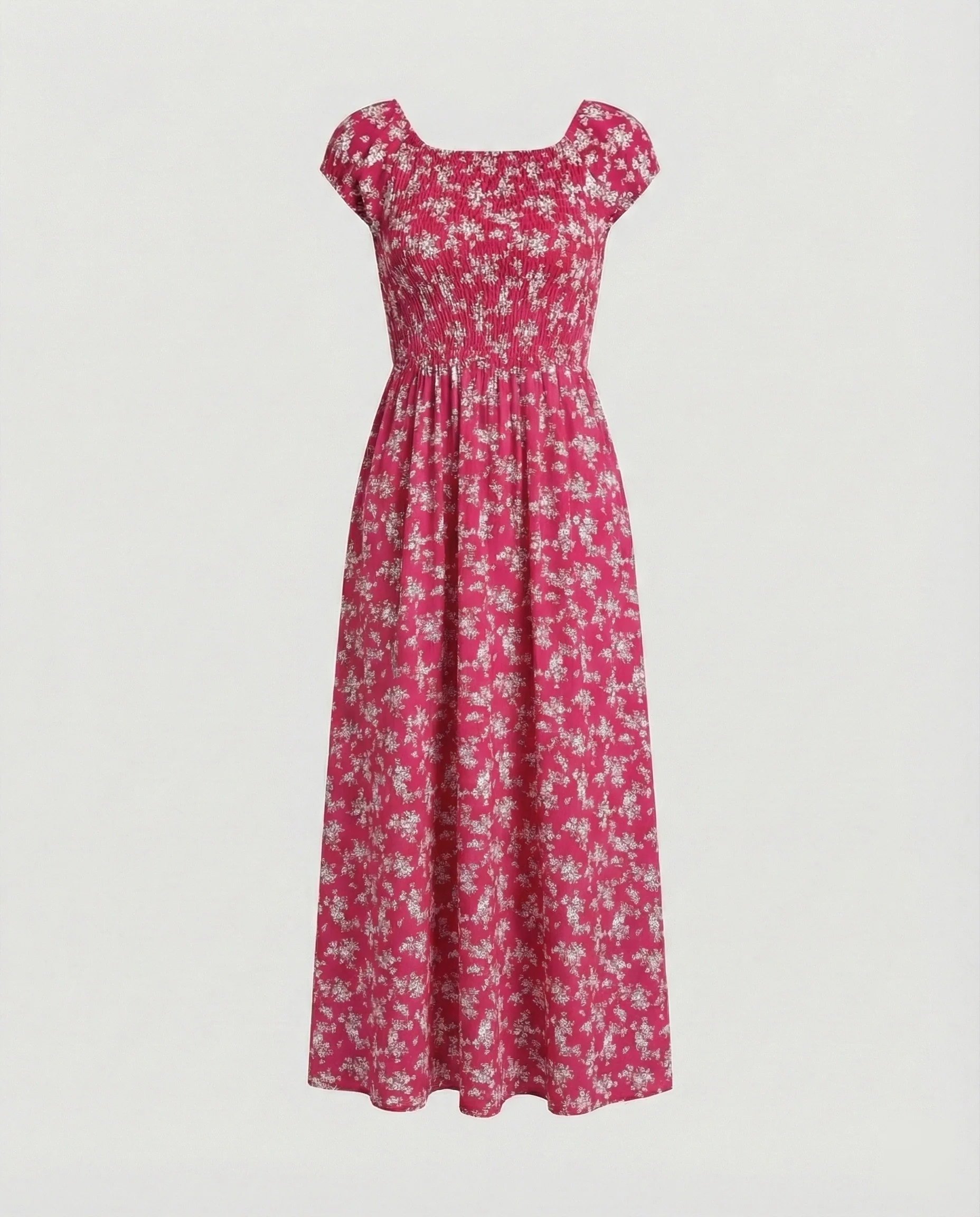 Damen Midikleid Smockbund Sommer - Image 7