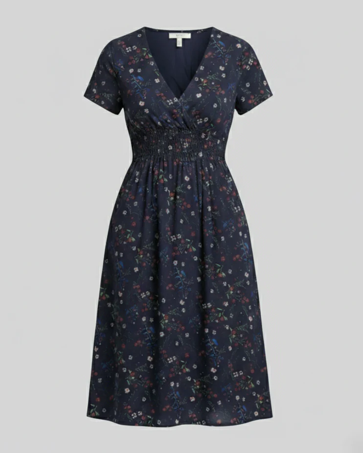Damen Midikleid gesmokte Taille - Image 5