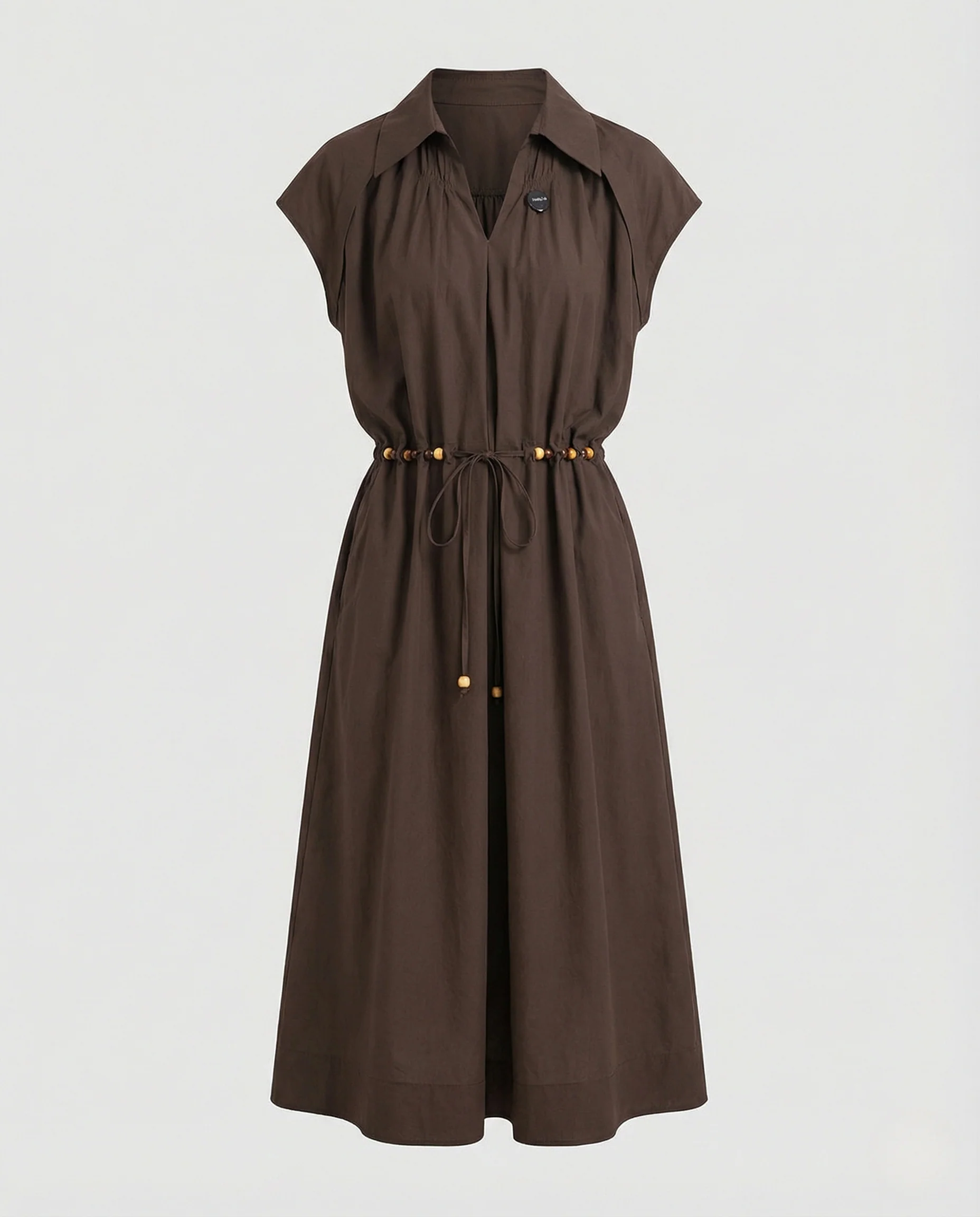 Damen Midikleid mit Hemdkragen und Kordelzug - Image 5