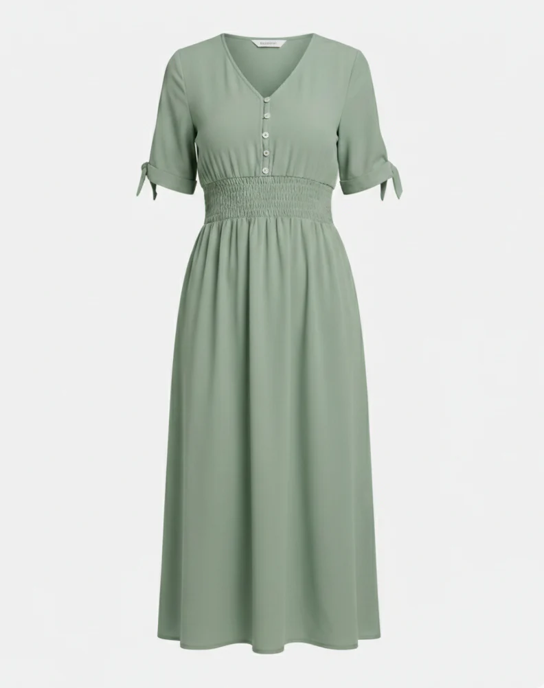 Damen Midikleid V-Ausschnitt mit Knopfleiste - Image 5