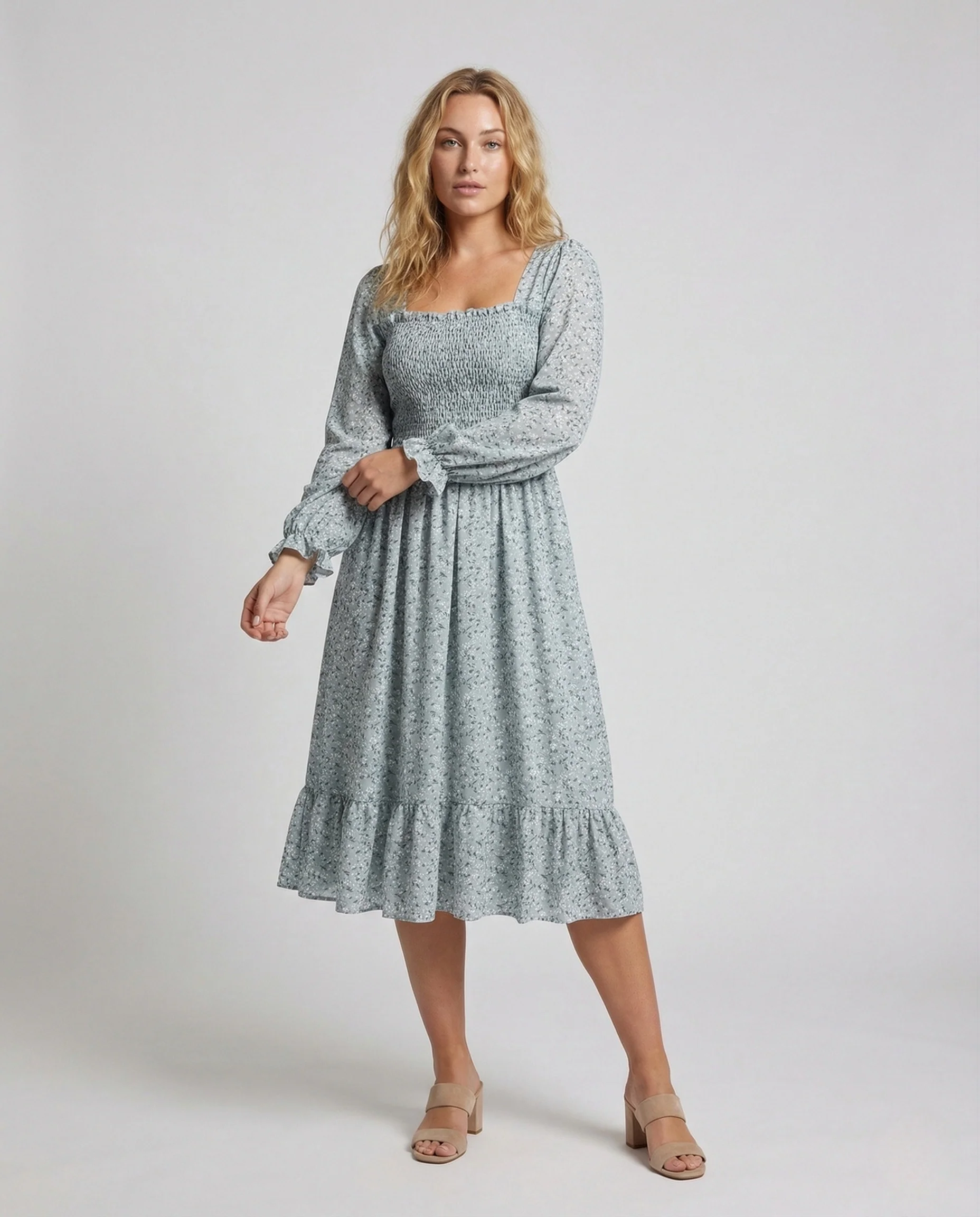 Damen Midikleid mit Smokoberteil - Image 4