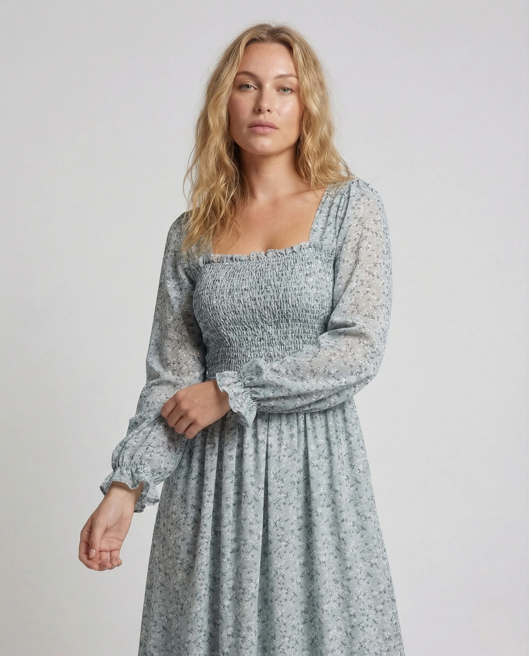 Damen Midikleid mit Smokoberteil - Image 5