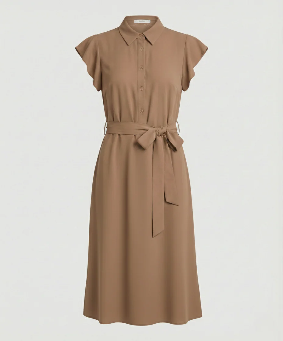 Damen Midikleid elegant mit Stehkragen - Image 6