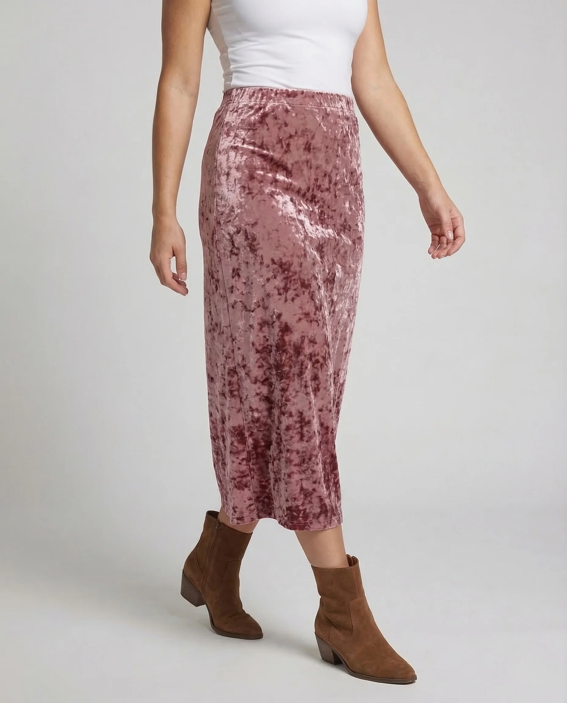 Damen Samt Midirock Seitenschlitz - Image 2