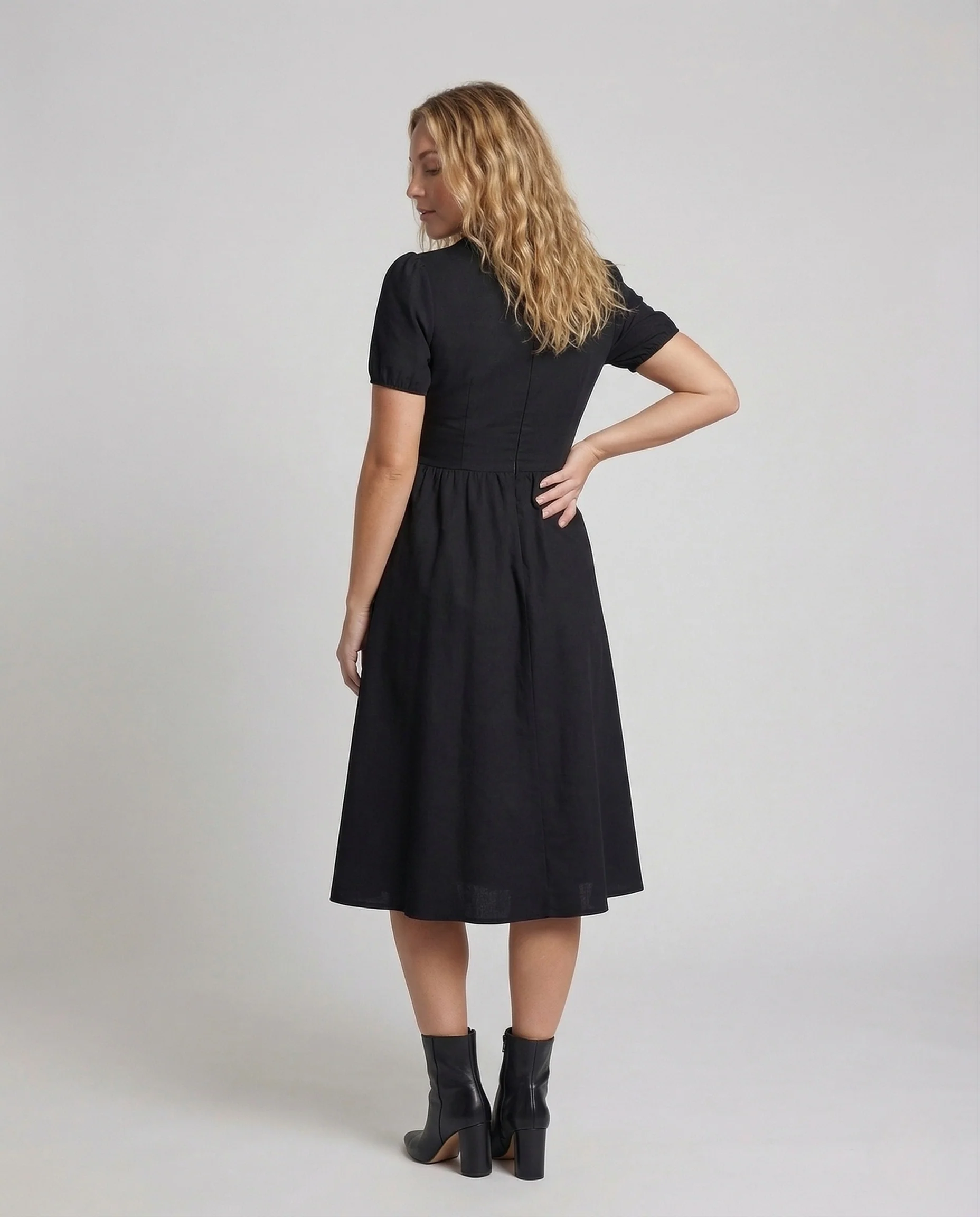 Damen Kariertes A-Linien Midikleid - Image 4