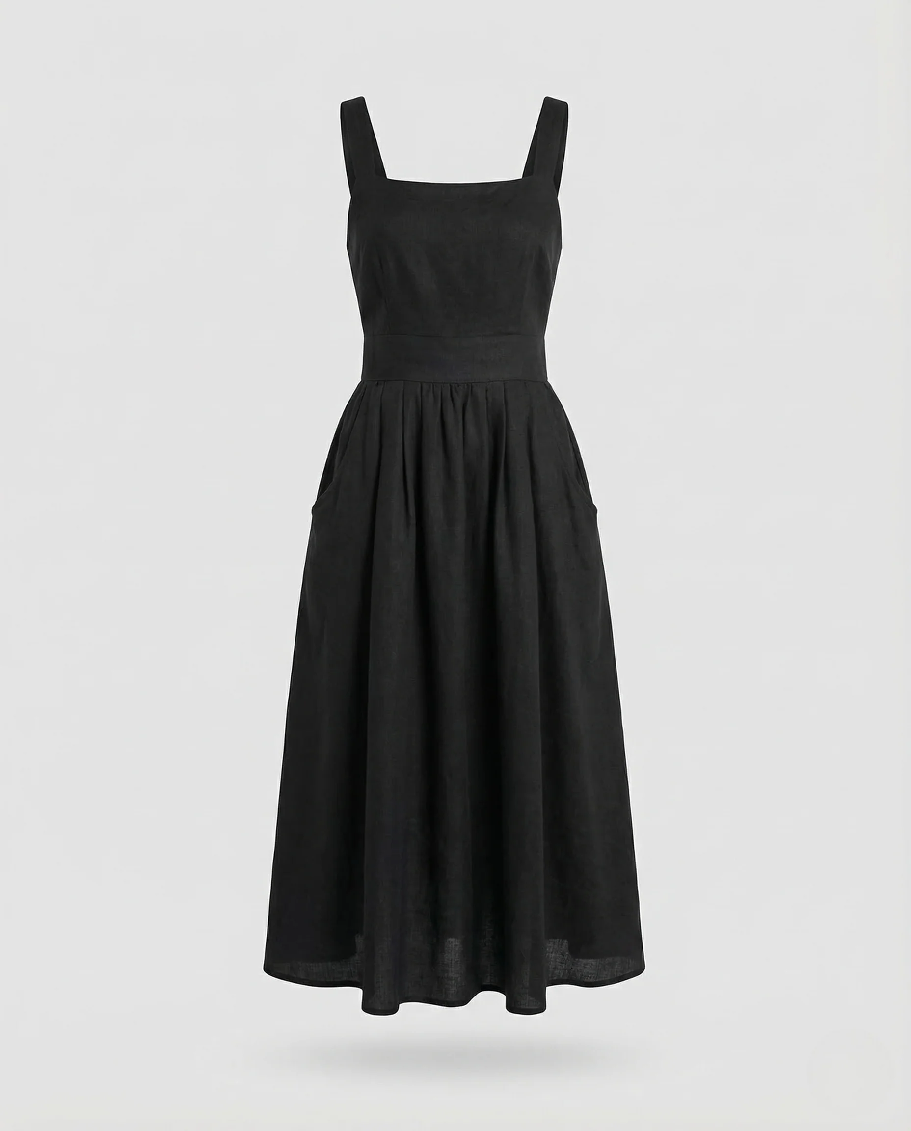 Damen Leinen Midikleid Träger - Image 5