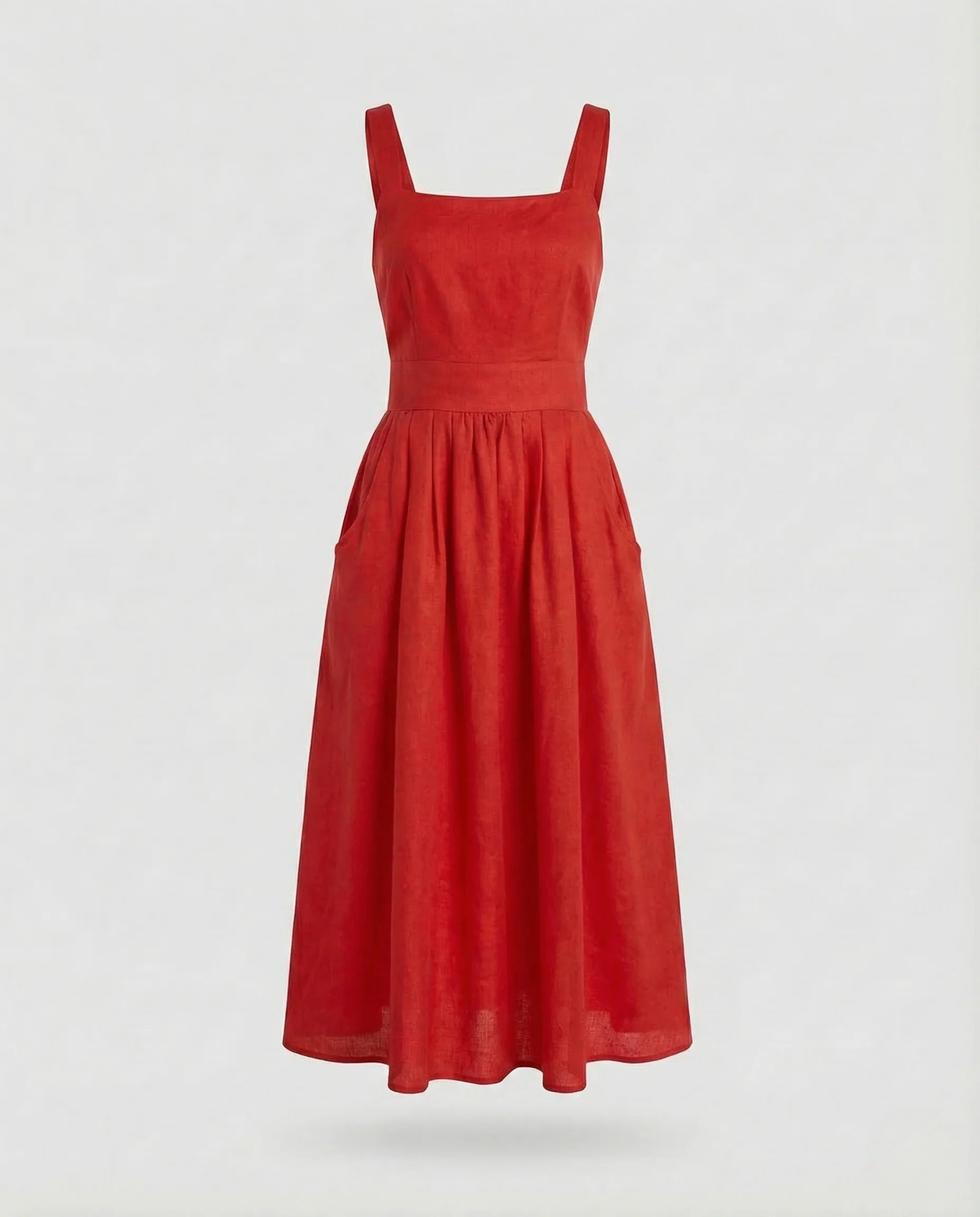 Damen Leinen Midikleid Träger - Image 6