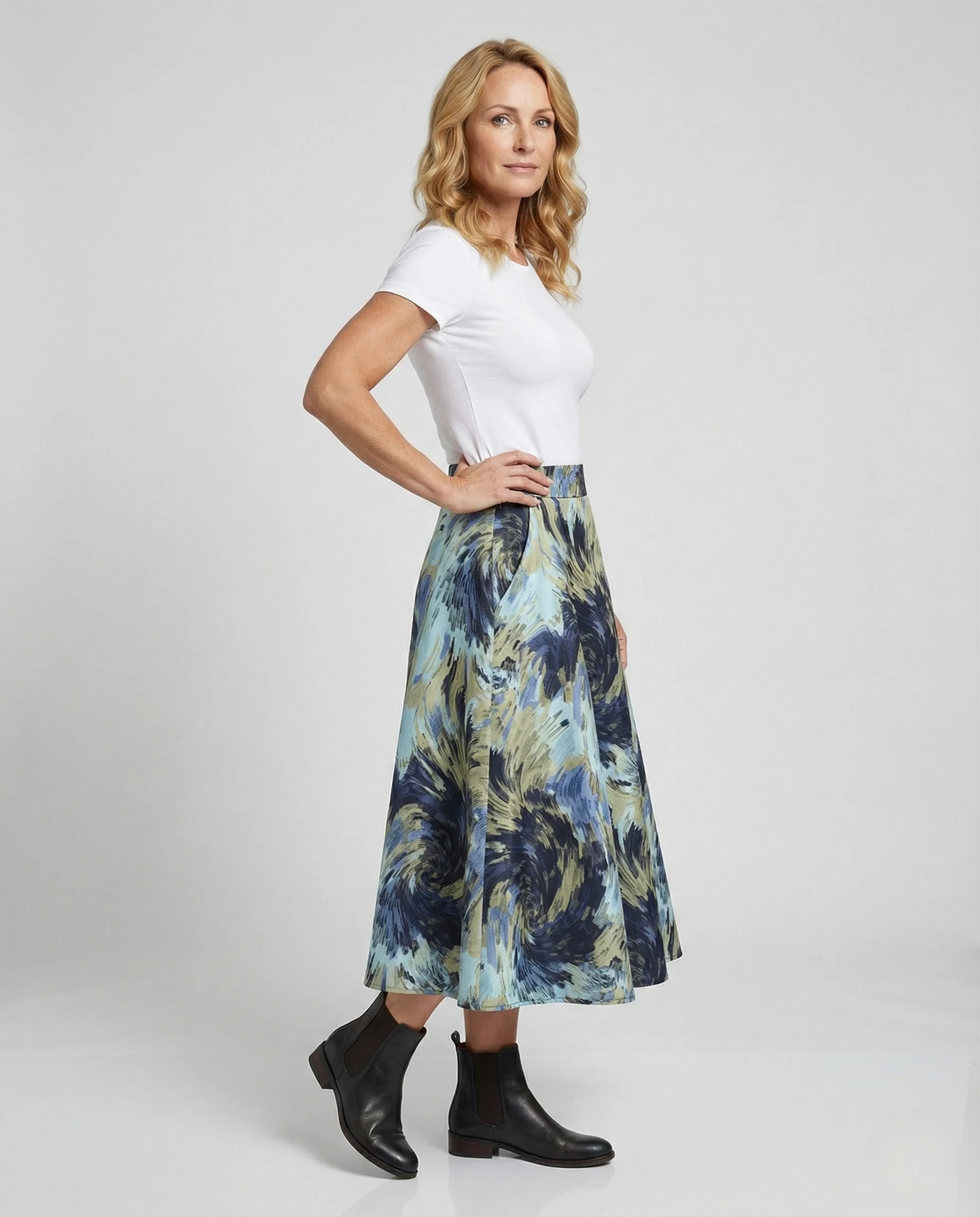 Midirock Damen Satin Tellerrock - Image 2