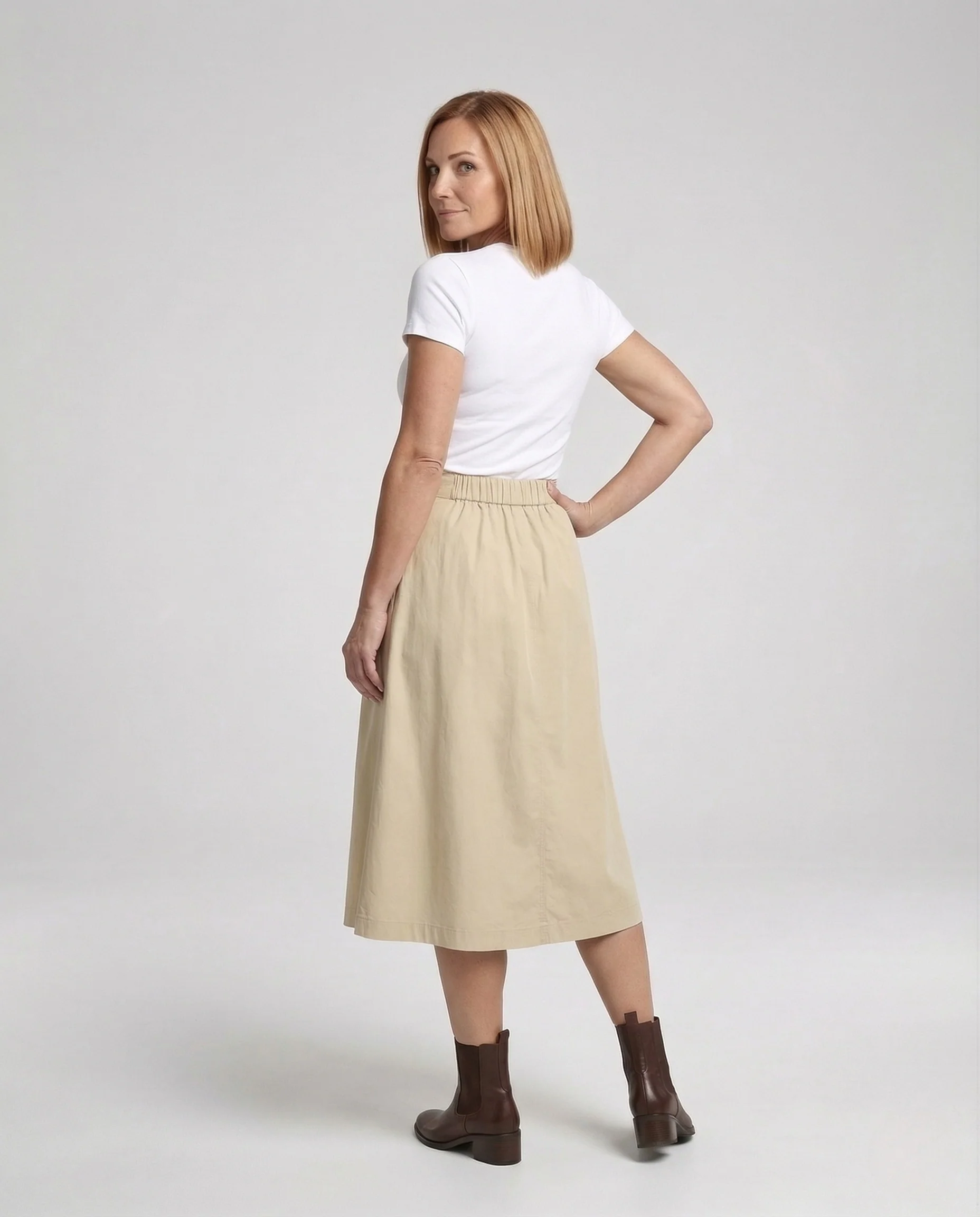 Damen Midirock mit Knopfleiste & Kellerfalten - Image 4