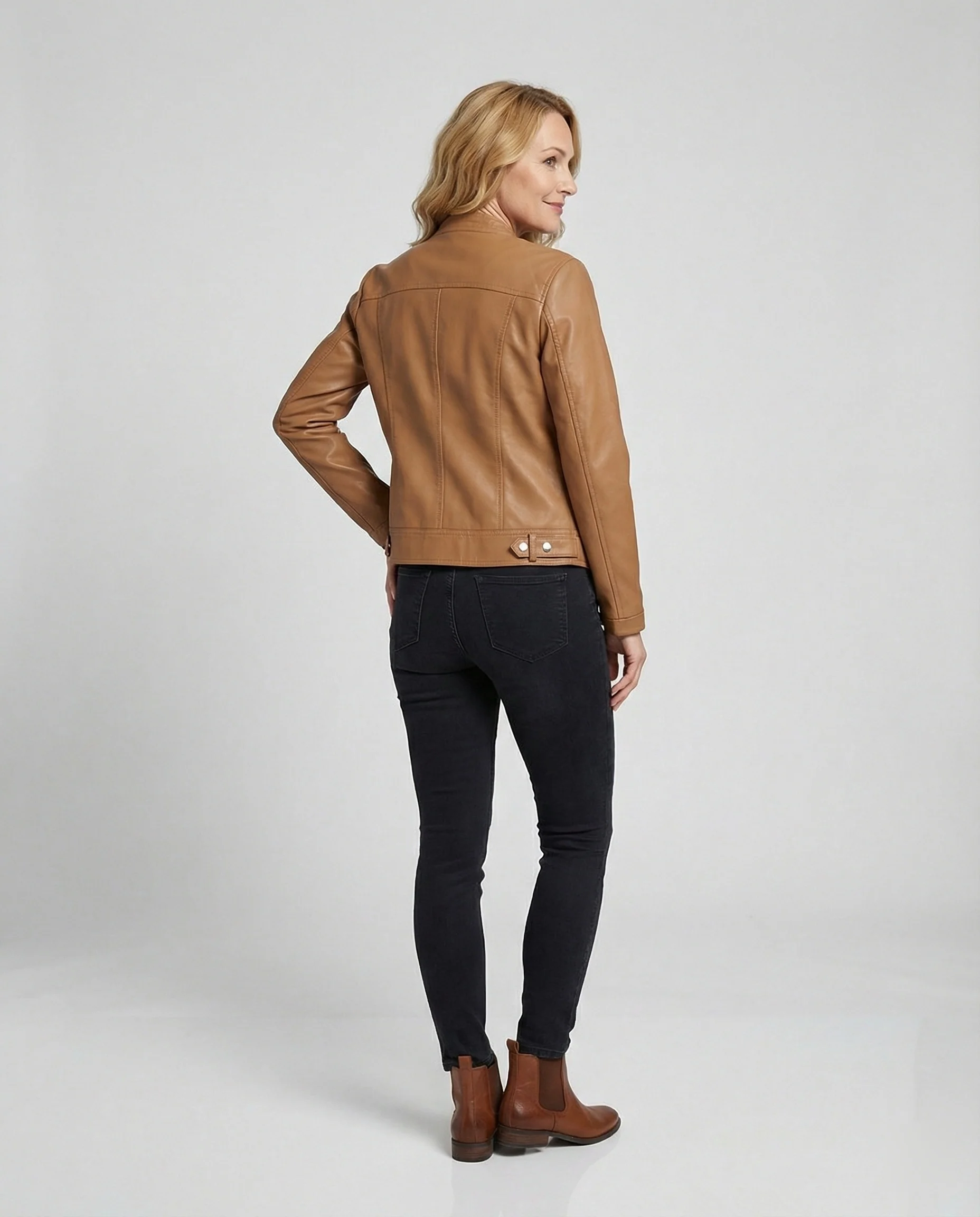 Damen Bikerjacke Lederoptik - Image 4