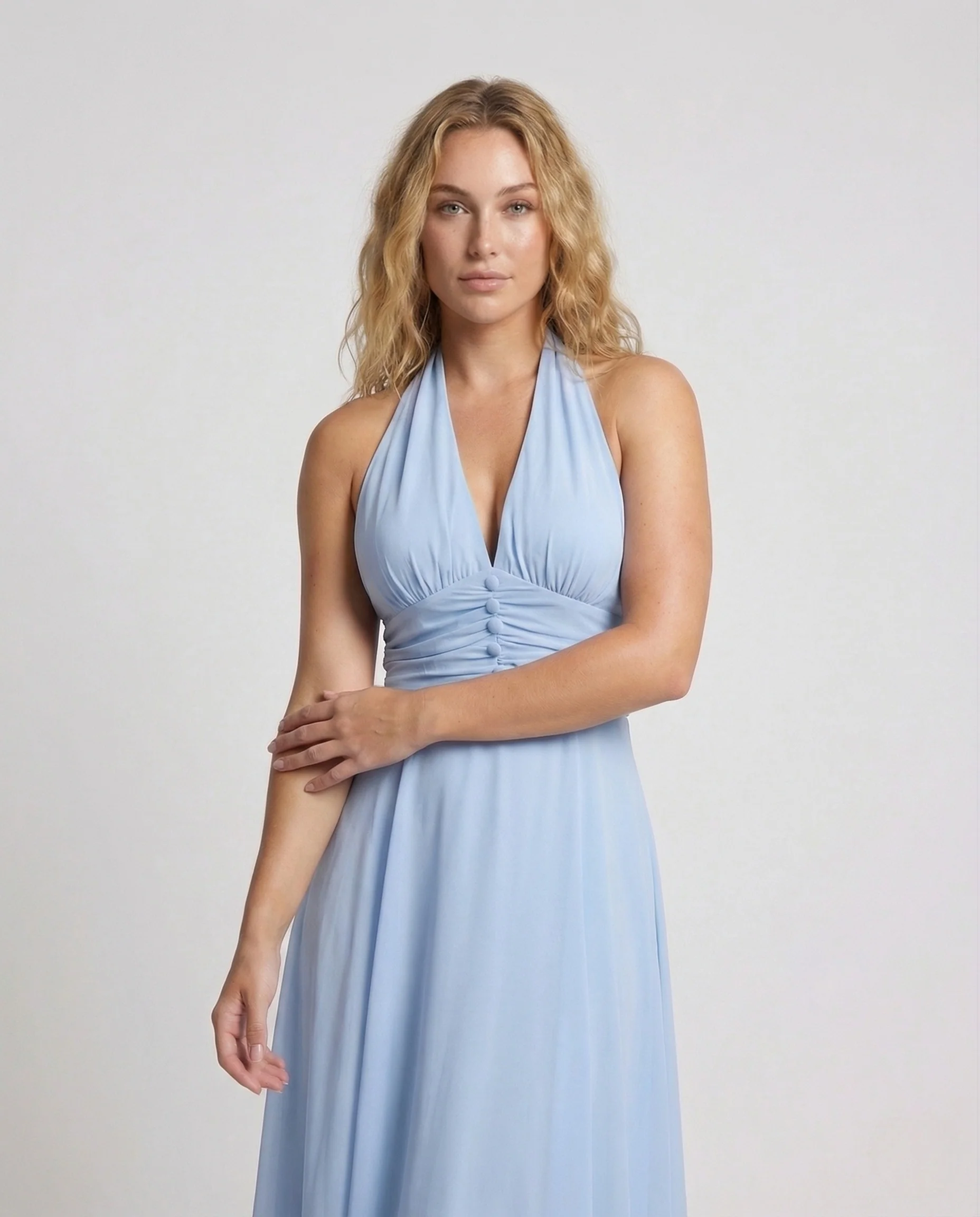 Damen Neckholder Maxikleid mit Lagenrock - Image 2