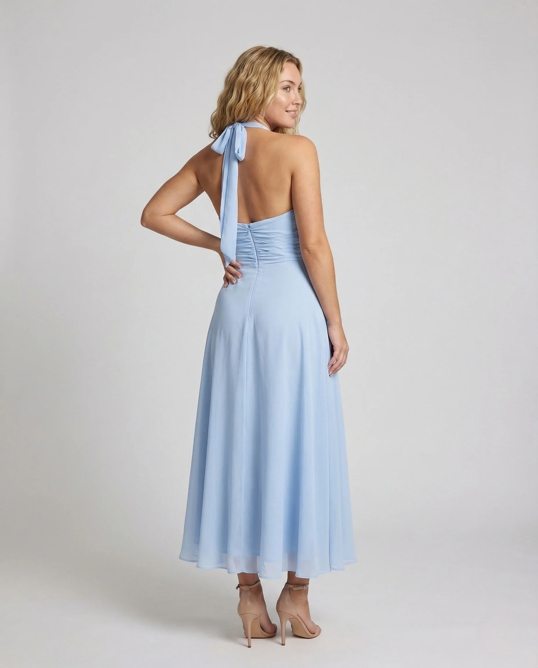 Damen Neckholder Maxikleid mit Lagenrock - Image 4